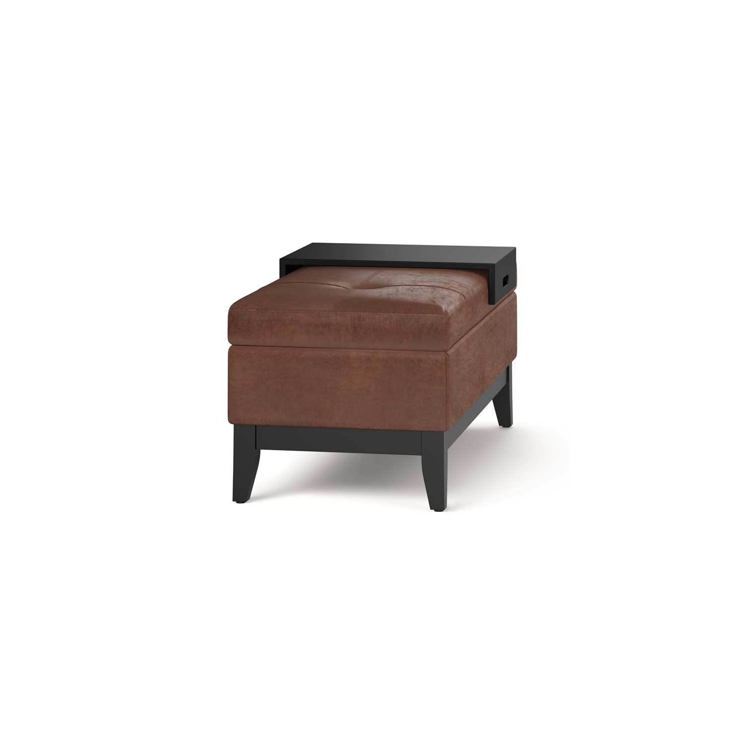 Banc pouf de rangement de 42 po de largeur Oregon en similicuir brun alezan vieilli