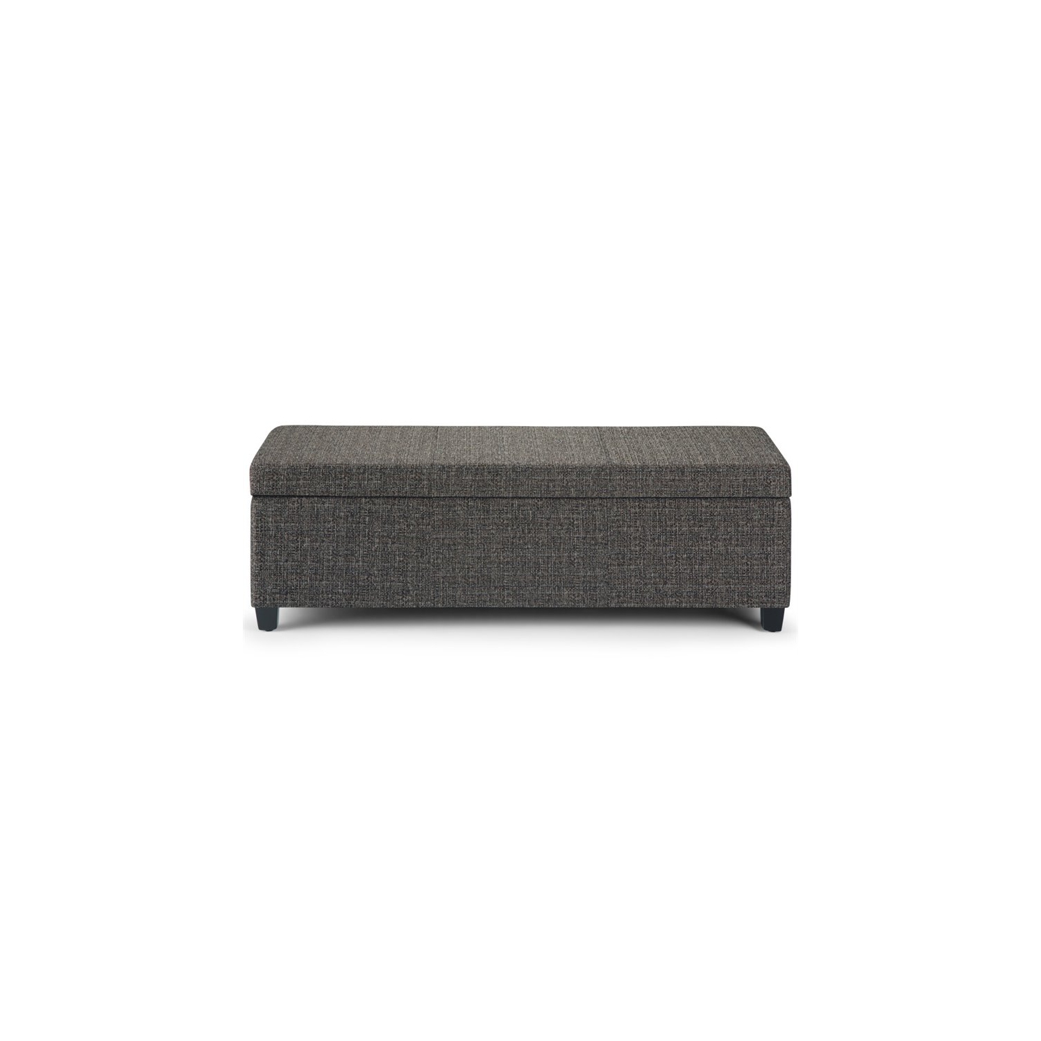 Simpli Home Avalon Upholstered Storage Ottoman Bench in Dark Gray