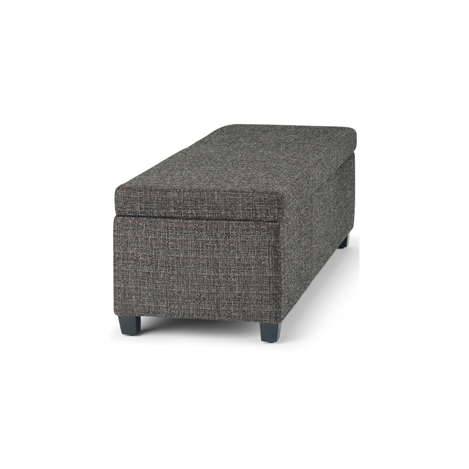 Simpli Home Avalon Upholstered Storage Ottoman Bench in Dark Gray