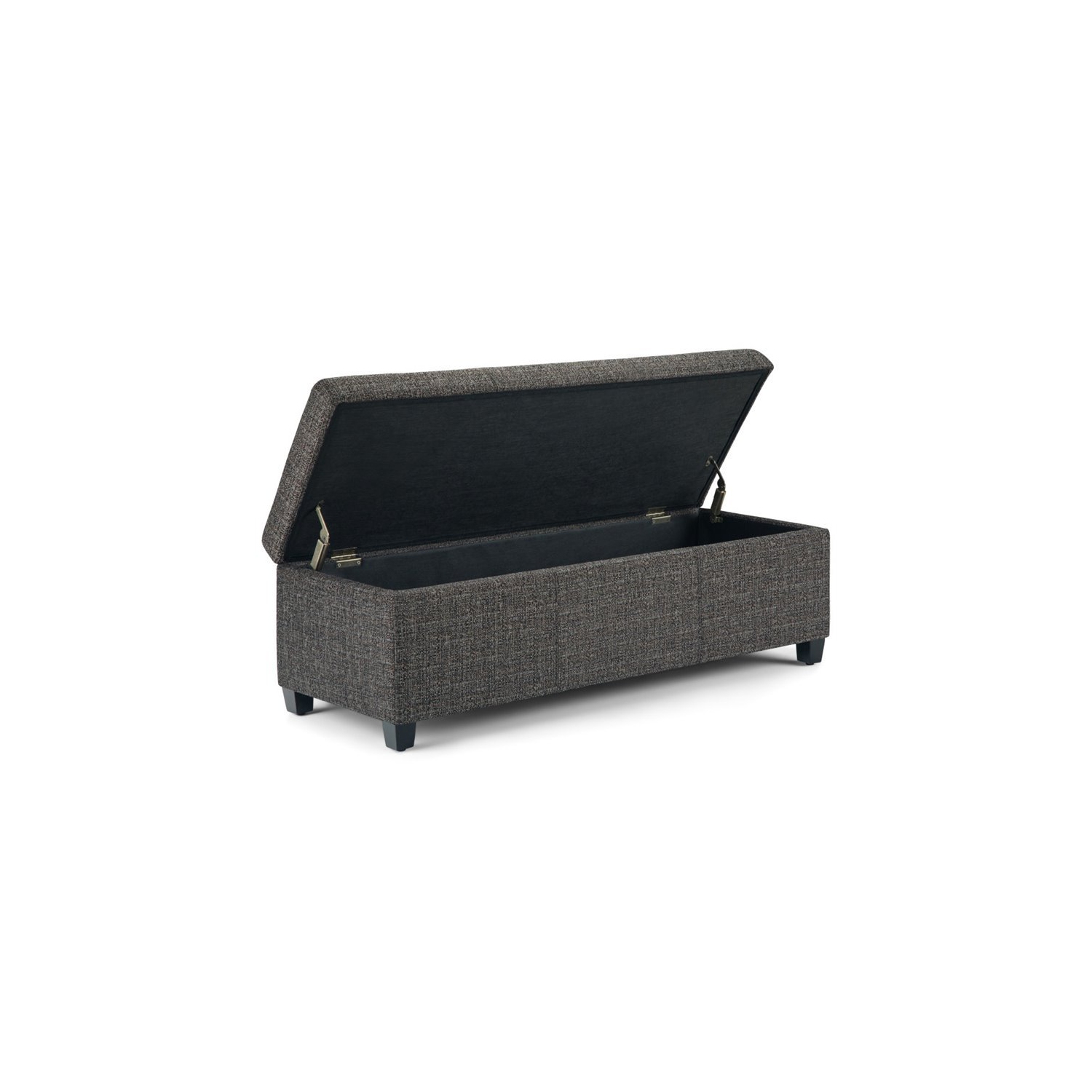 Simpli Home Avalon Upholstered Storage Ottoman Bench in Dark Gray