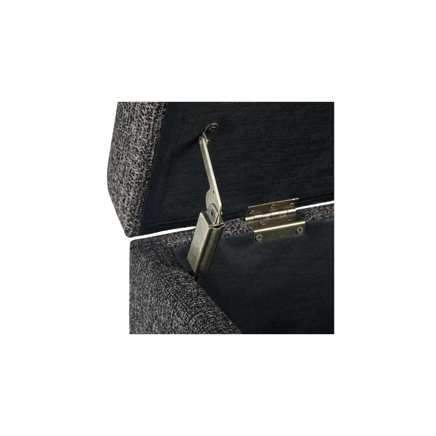 Simpli Home Avalon Upholstered Storage Ottoman Bench in Dark Gray