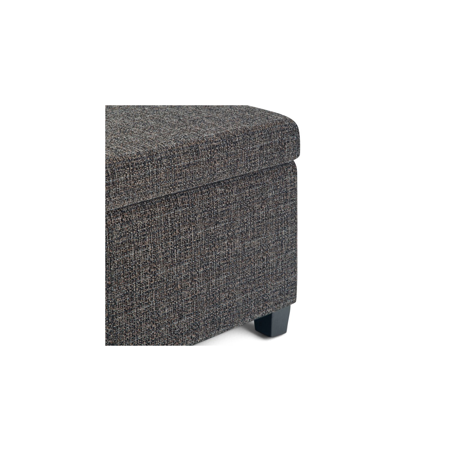 Simpli Home Avalon Upholstered Storage Ottoman Bench in Dark Gray