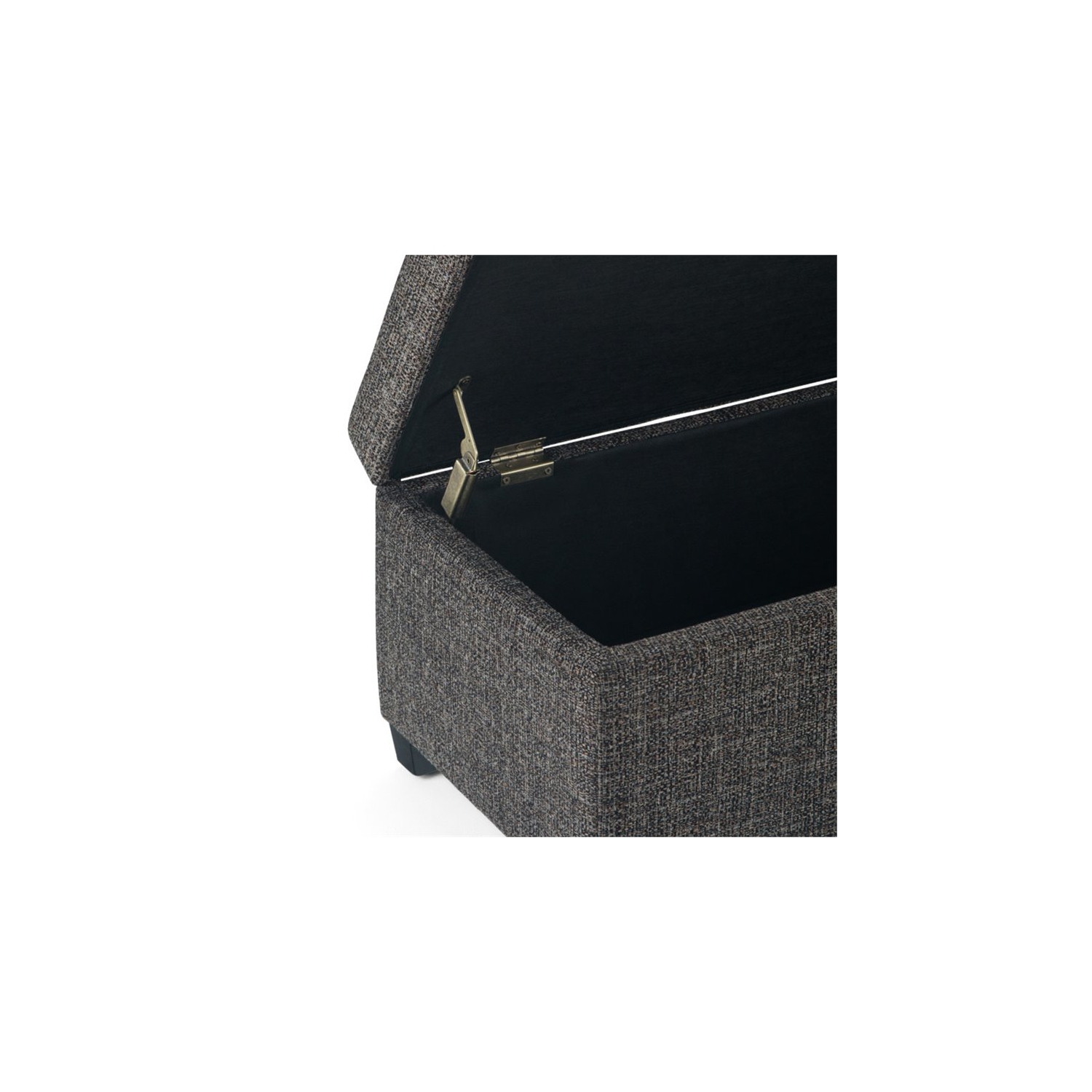 Simpli Home Avalon Upholstered Storage Ottoman Bench in Dark Gray