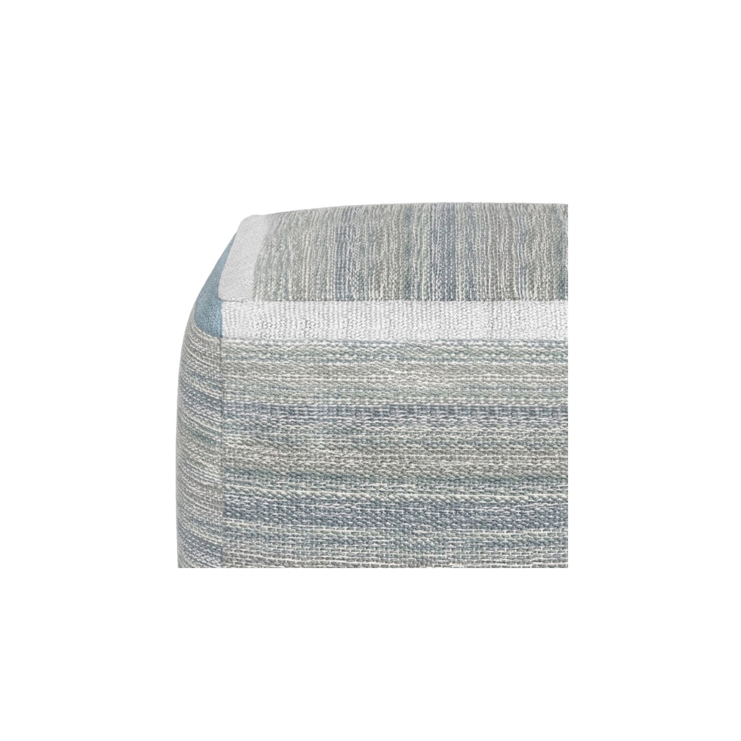 Simpli Home Naya Boho Cube Pouf in Blue Melange Cotton