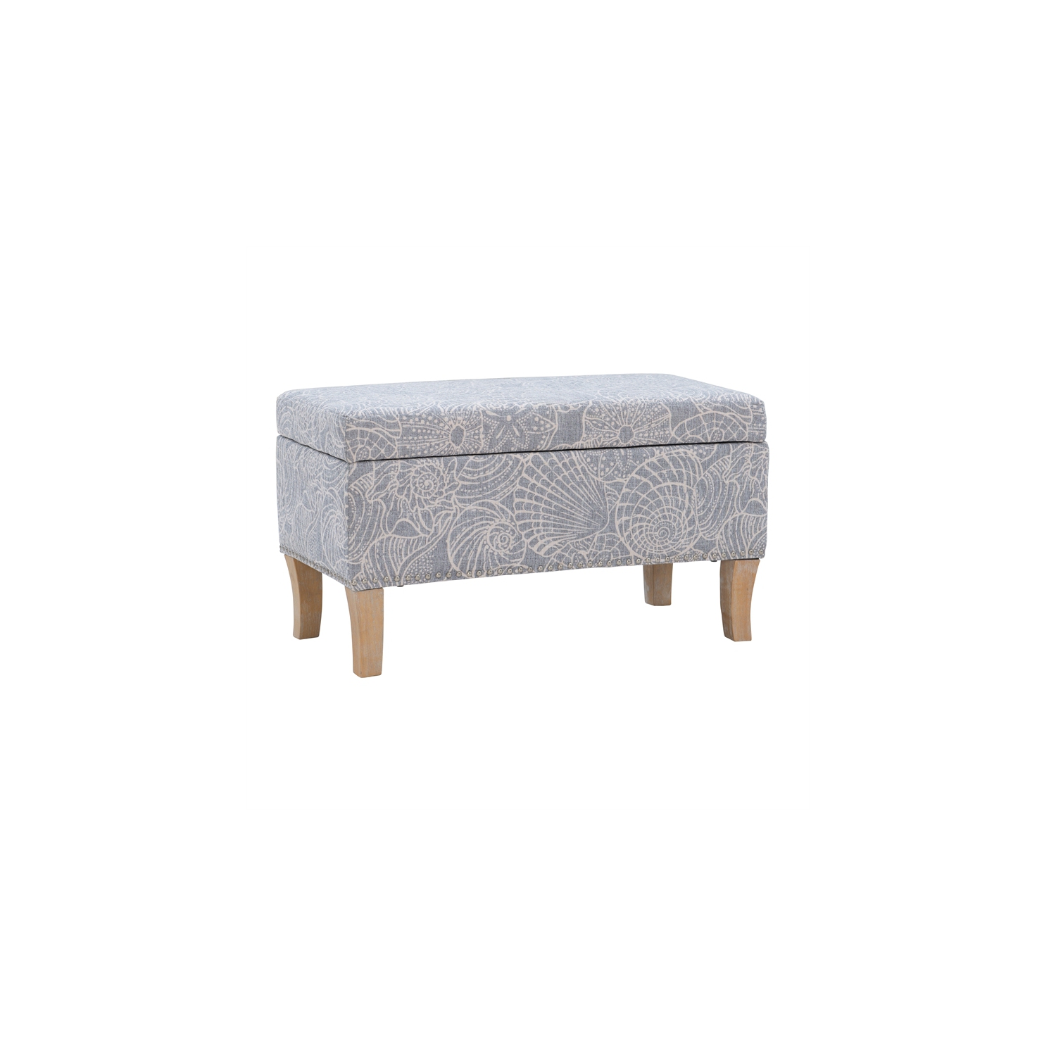 Linon Stephanie Wood Upholstered Storage Ottoman in Stone Gray