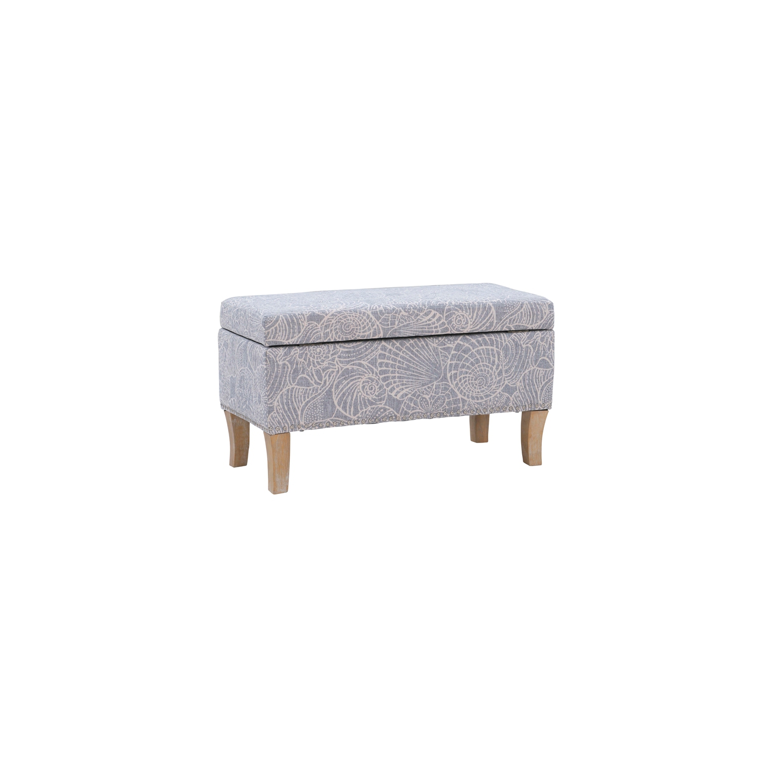 Linon Stephanie Wood Upholstered Storage Ottoman in Stone Gray
