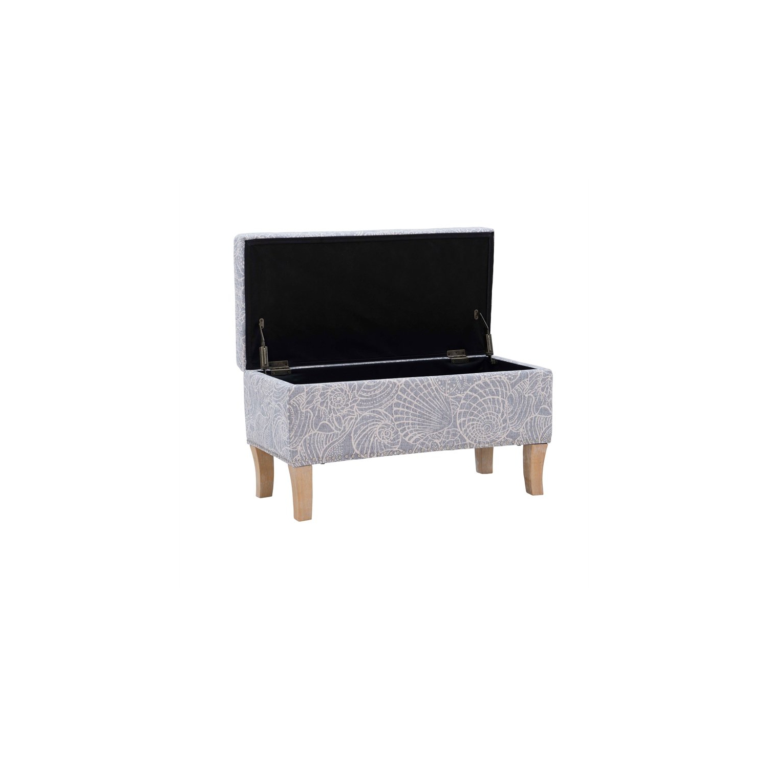 Linon Stephanie Wood Upholstered Storage Ottoman in Stone Gray