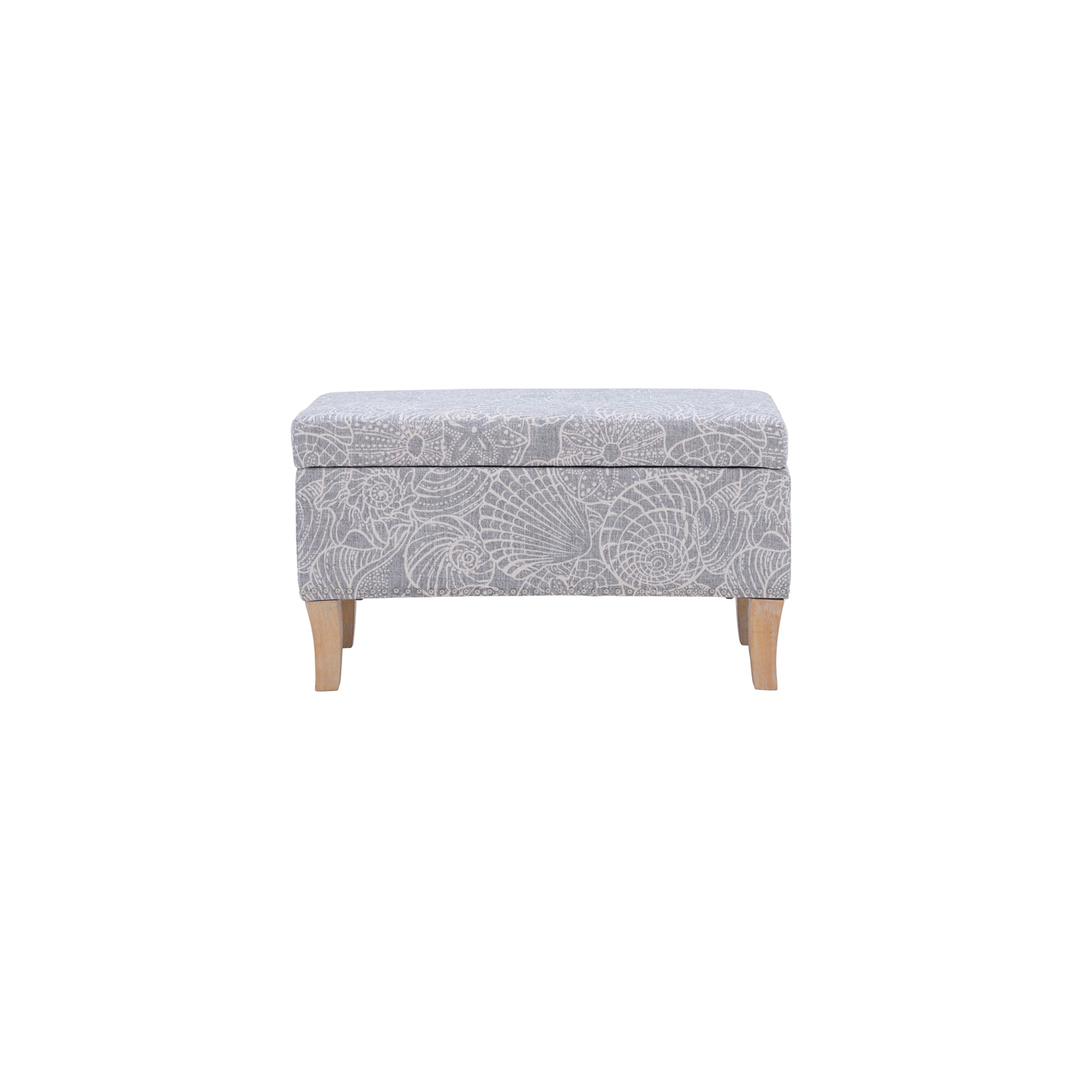 Linon Stephanie Wood Upholstered Storage Ottoman in Stone Gray