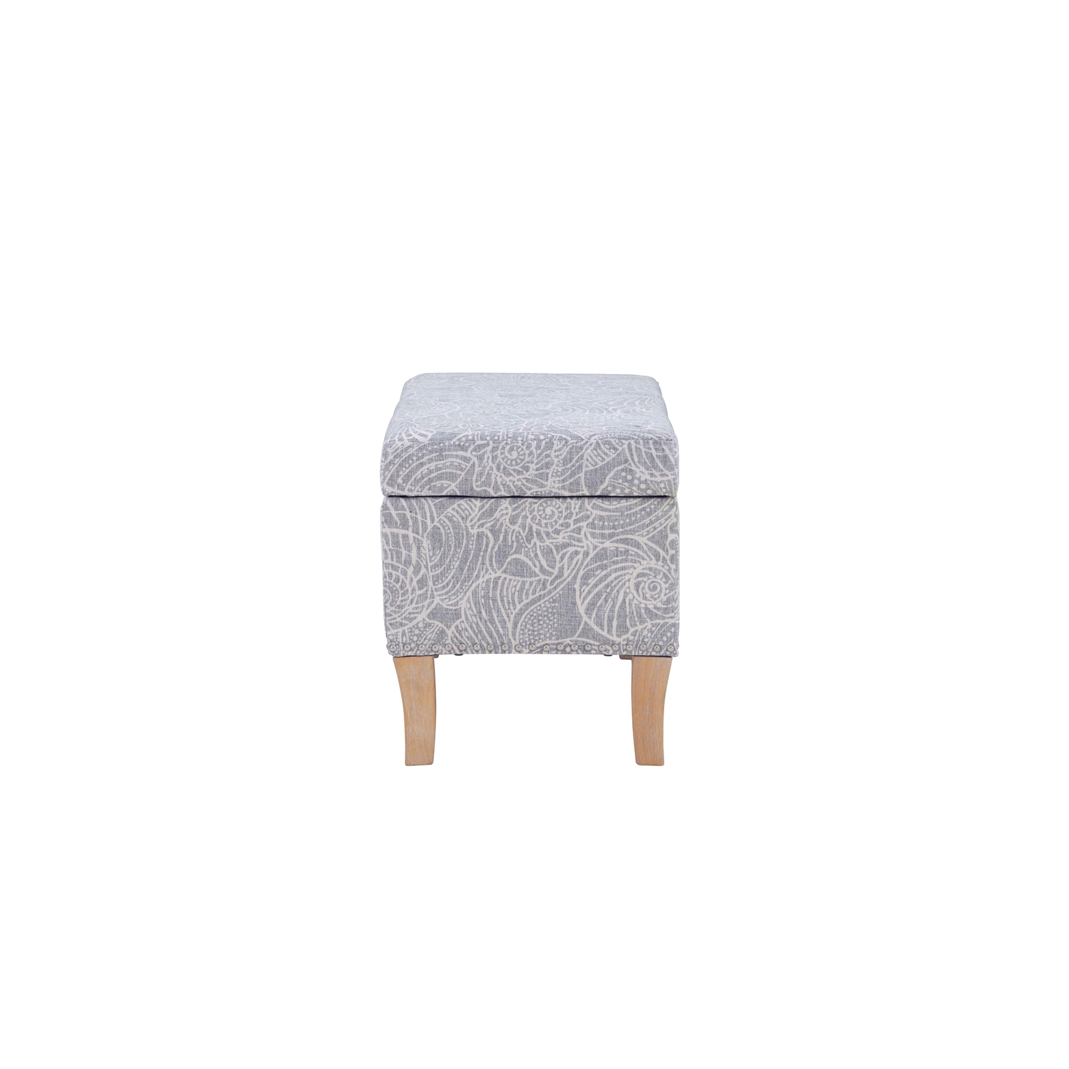 Linon Stephanie Wood Upholstered Storage Ottoman in Stone Gray