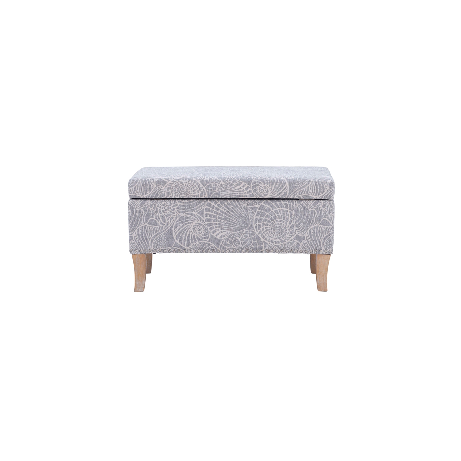 Linon Stephanie Wood Upholstered Storage Ottoman in Stone Gray