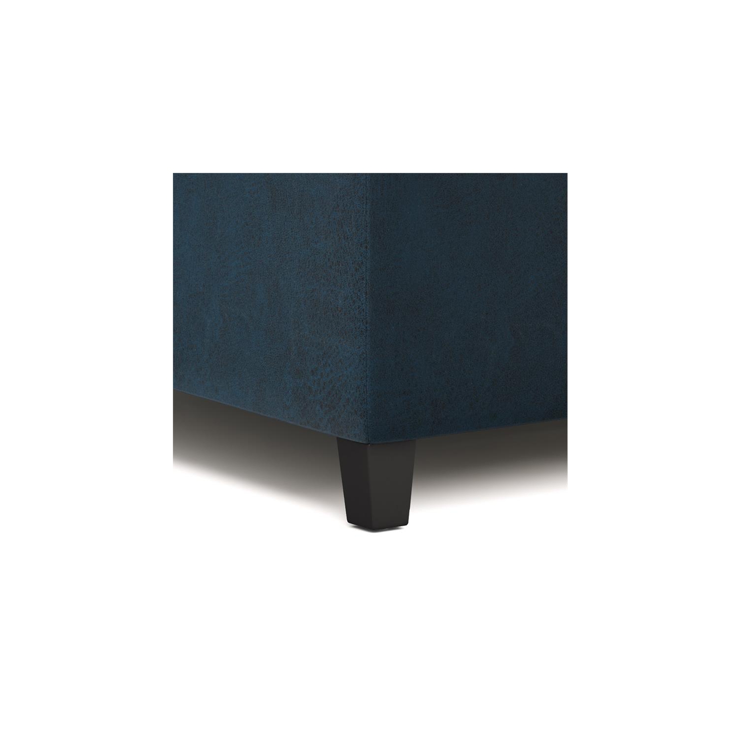 Harrison 36in.W Coffee Table Ottoman in Distressed Dark Blue Faux Leather