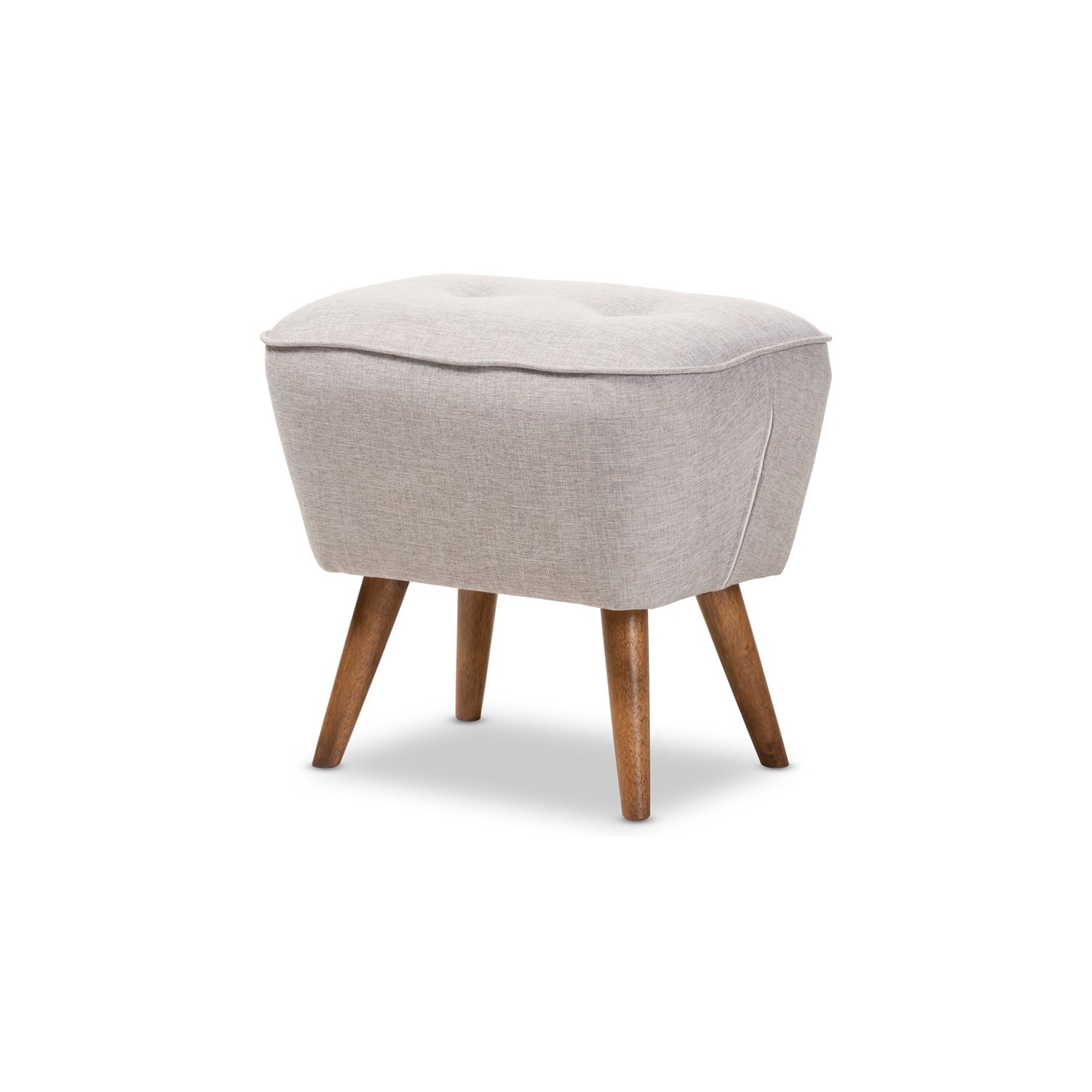 Baxton Studio Petronelle Ottoman in Greyish Beige and Walnut Brown