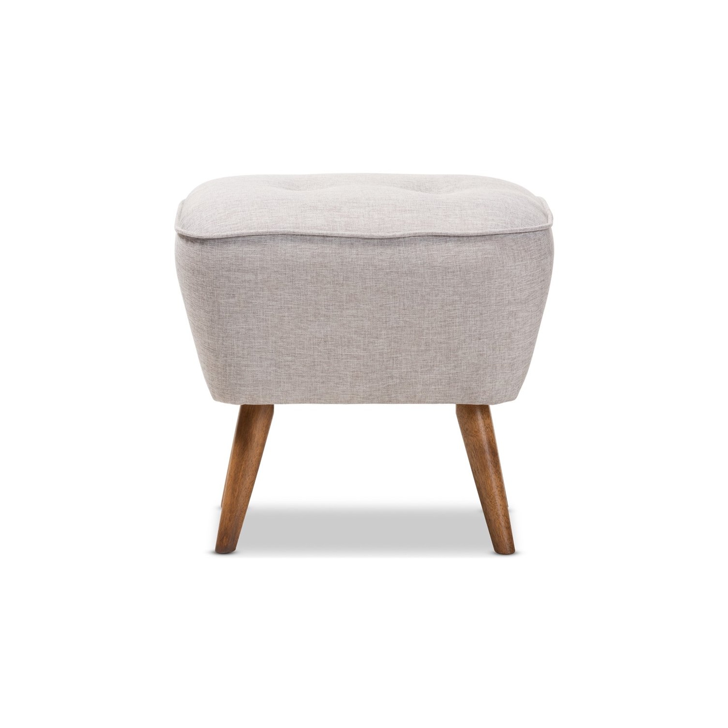 Baxton Studio Petronelle Ottoman in Greyish Beige and Walnut Brown