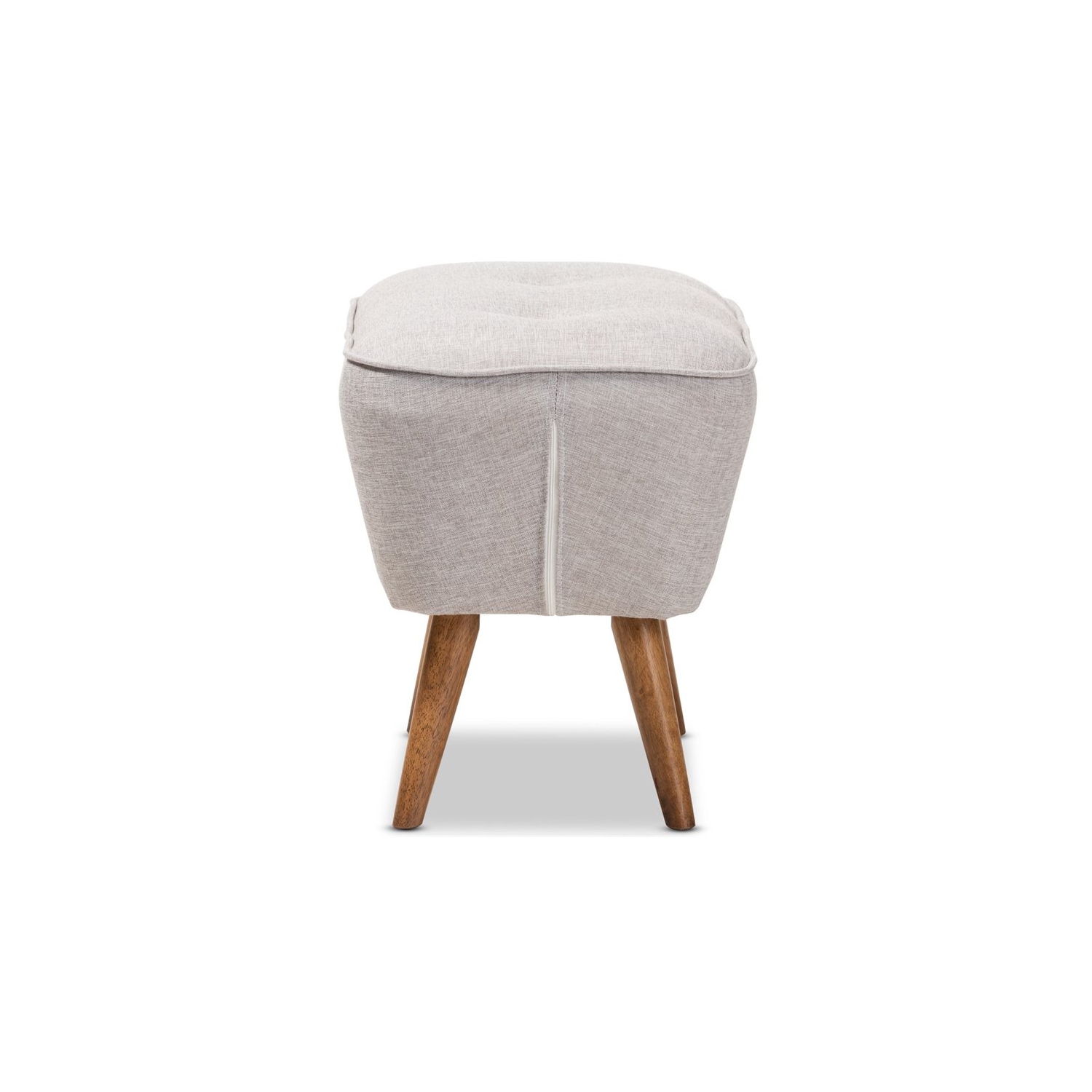 Baxton Studio Petronelle Ottoman in Greyish Beige and Walnut Brown