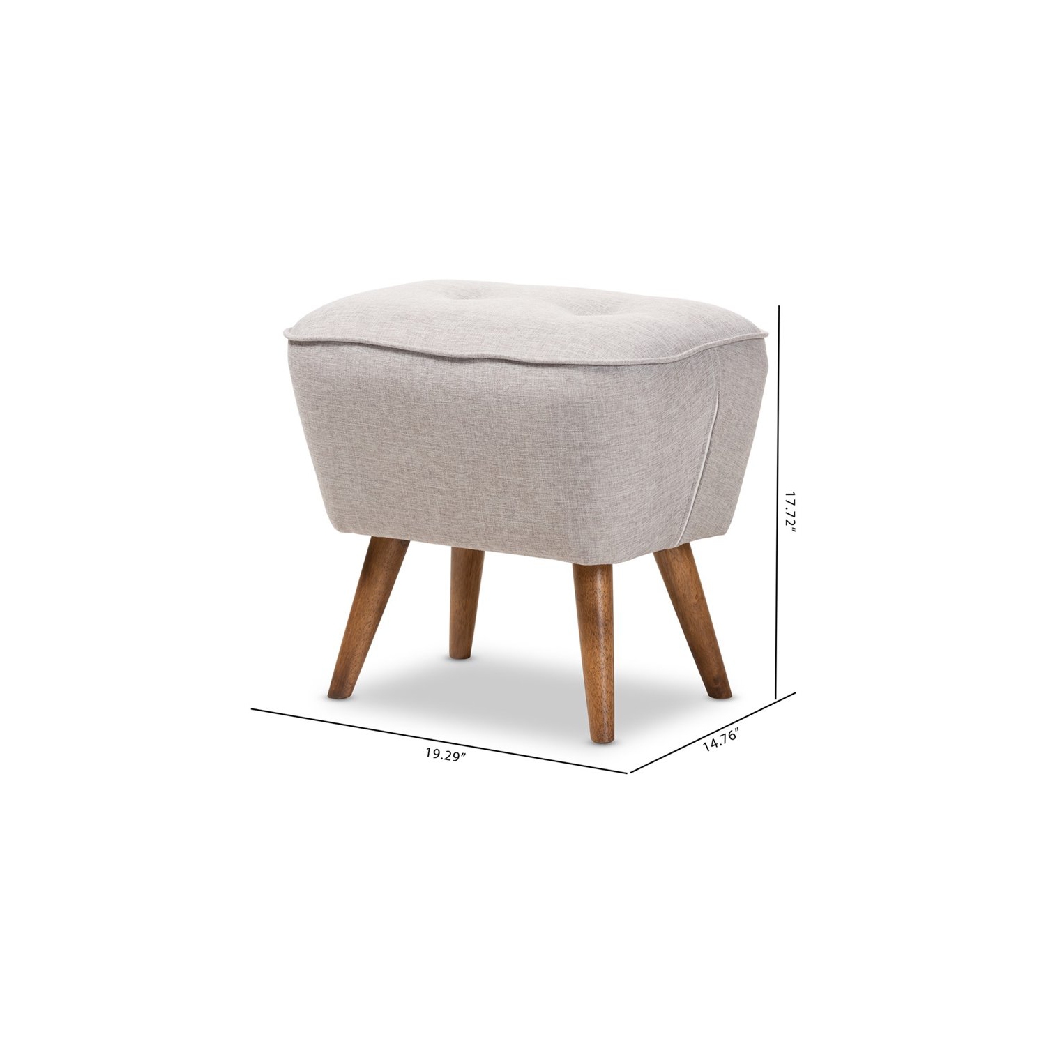 Baxton Studio Petronelle Ottoman in Greyish Beige and Walnut Brown