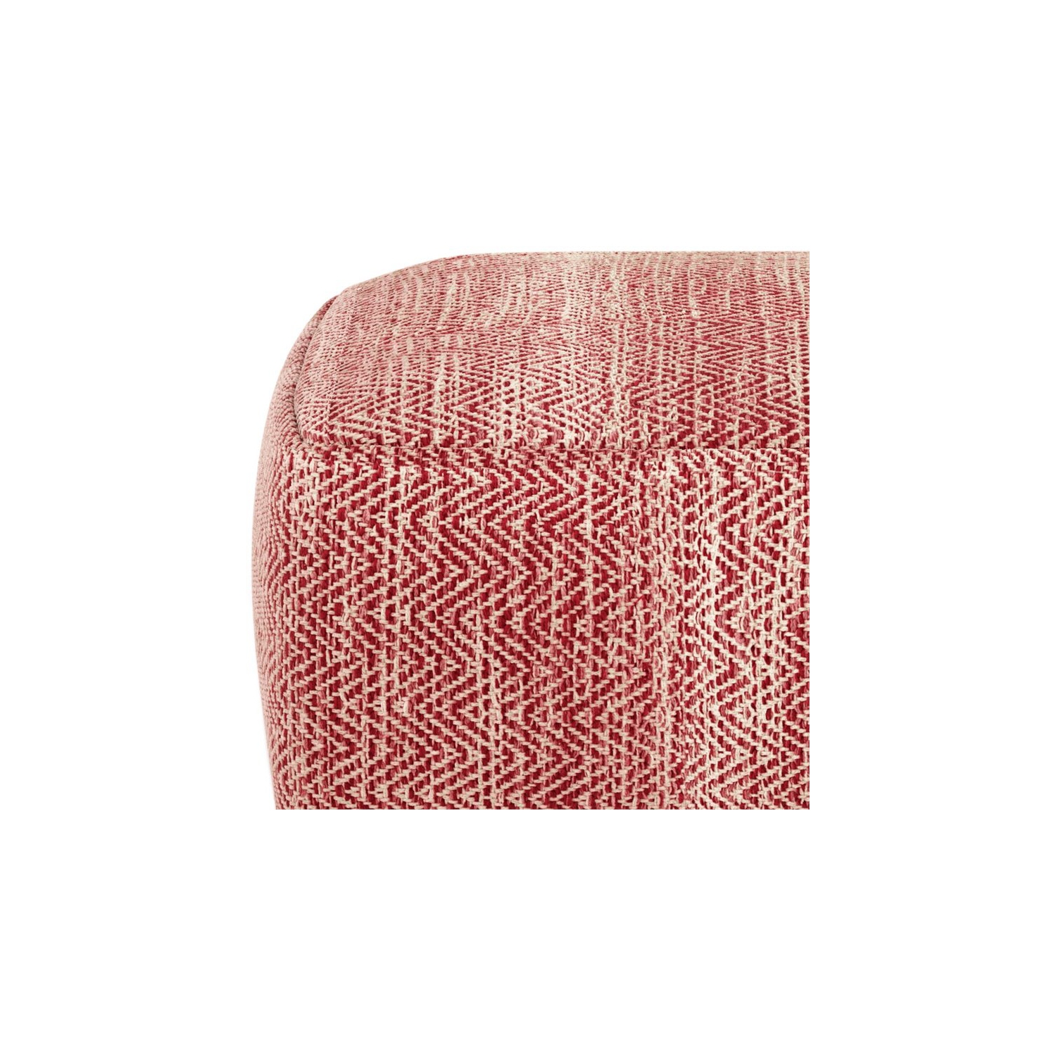 Simpli Home Nate Boho Square Pouf in Patterned Maroon Melange Cotton