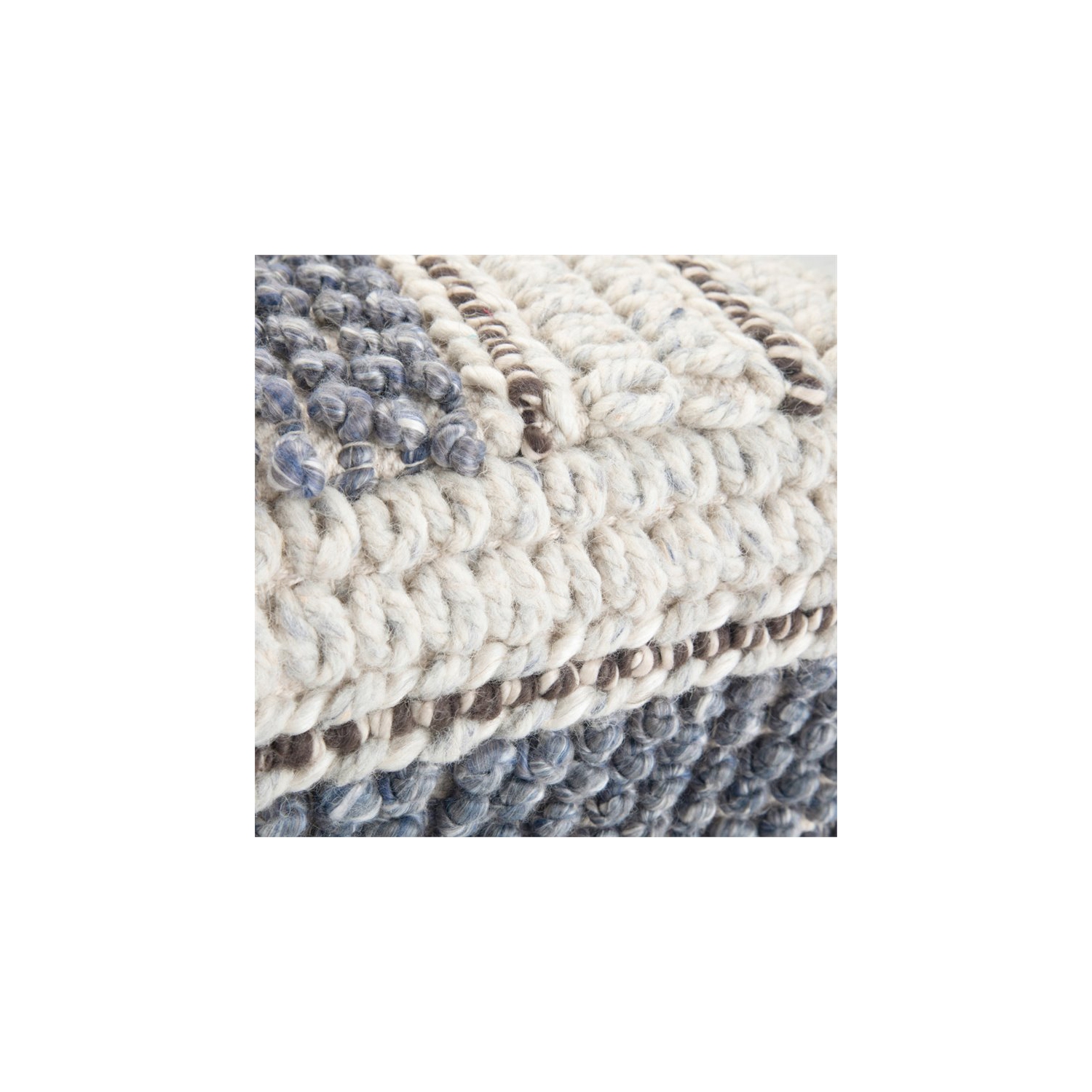 Simpli Home Grady Boho Square Pouf in Blue and Natural Handloom Woven