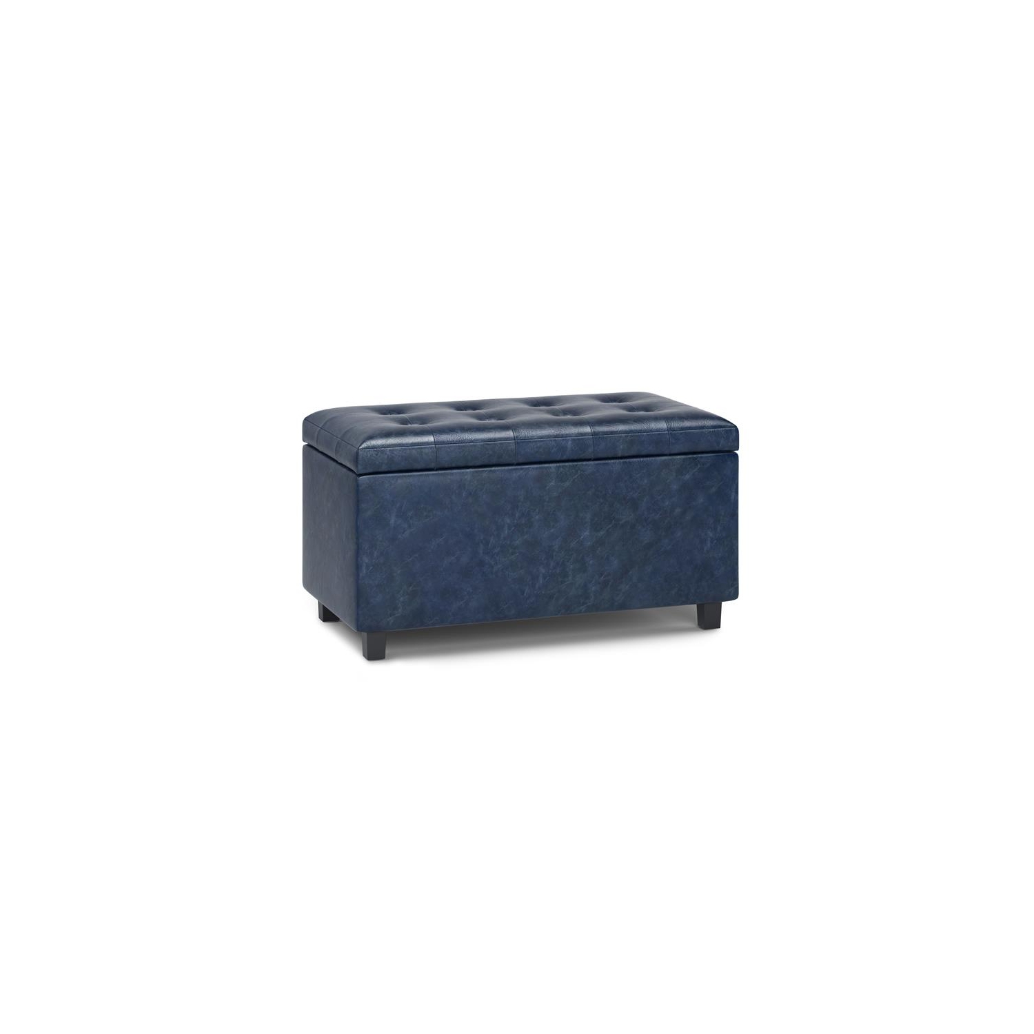 Cosmopolitan 34 in.W Contemporary Storage Ottoman in Denim Blue Faux Leather