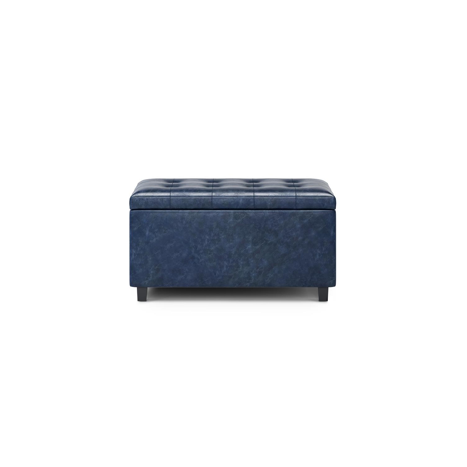 Cosmopolitan 34 in.W Contemporary Storage Ottoman in Denim Blue Faux Leather