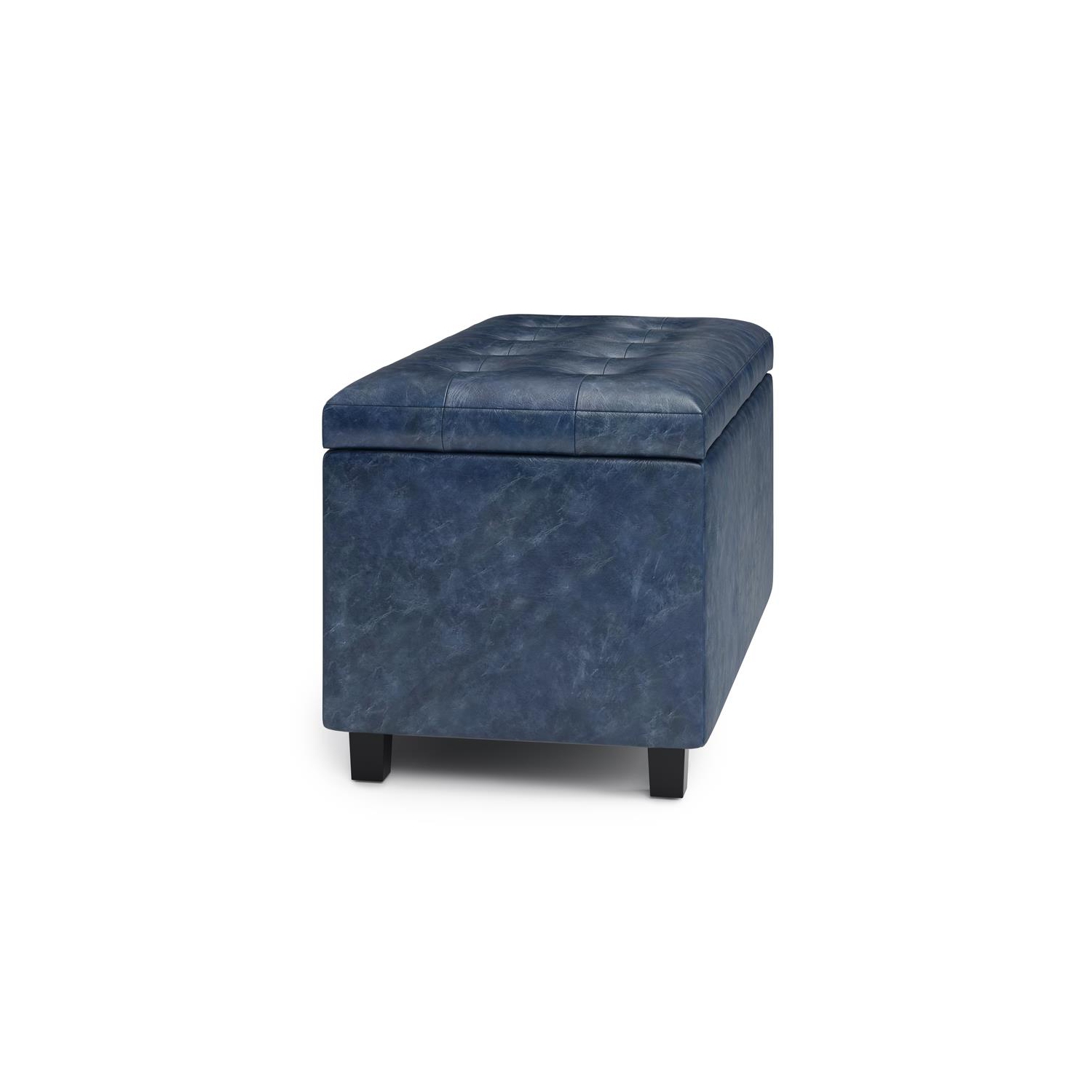 Cosmopolitan 34 in.W Contemporary Storage Ottoman in Denim Blue Faux Leather