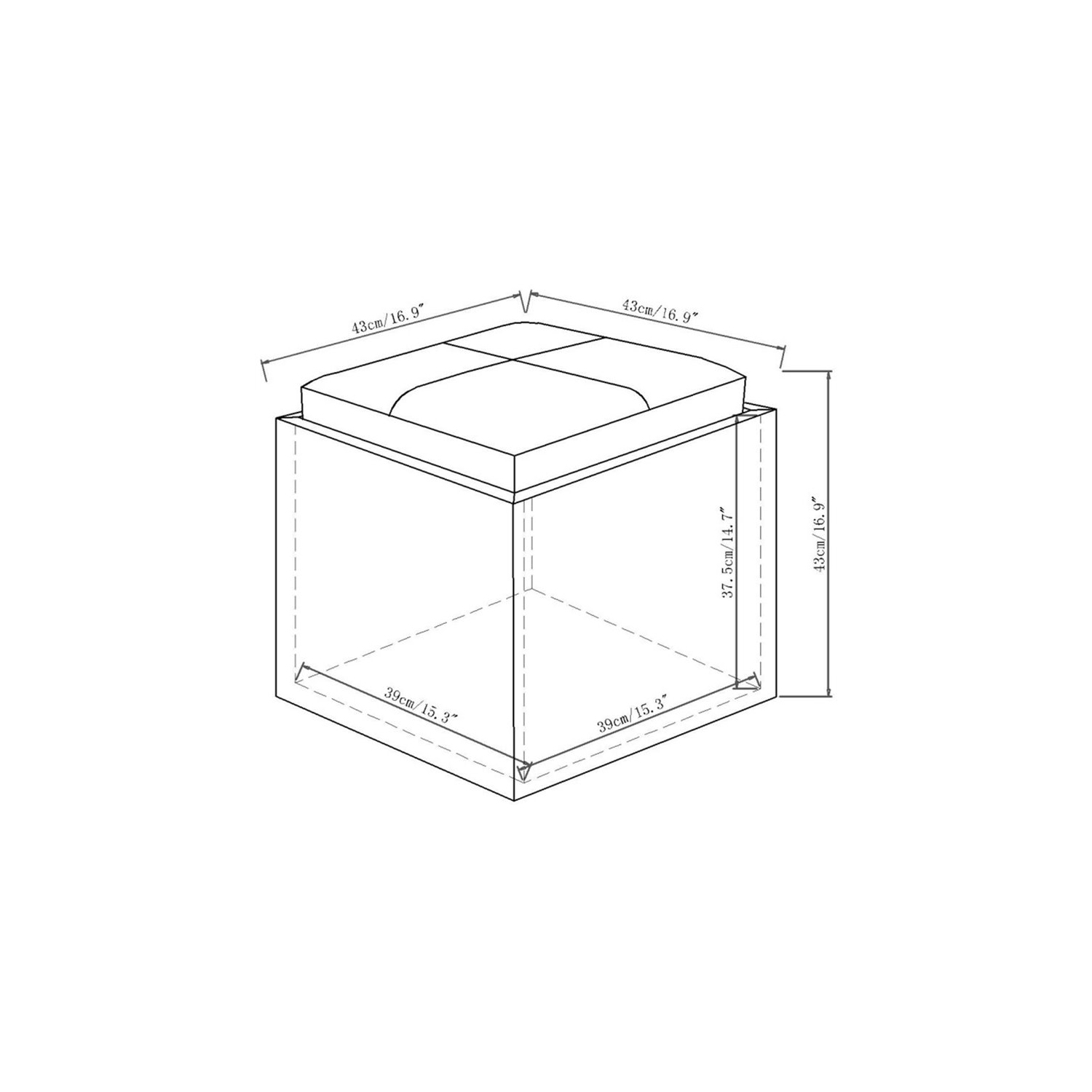 Simpli Home Rockwood Square Tweed Fabric Storage Ottoman With Tray in Mink Brown