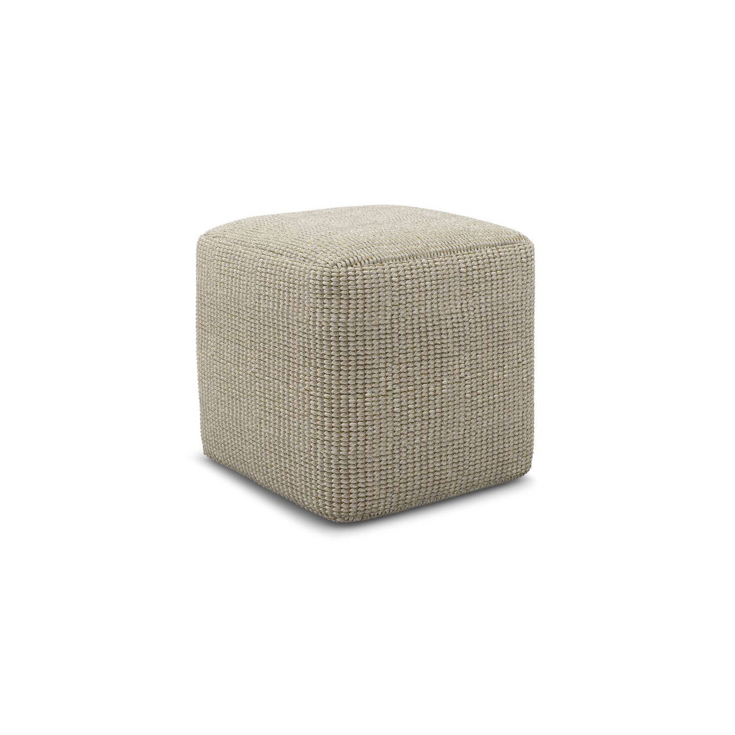 Simpli Home Zelma Boho Square Woven Pouf in Cream and Natural