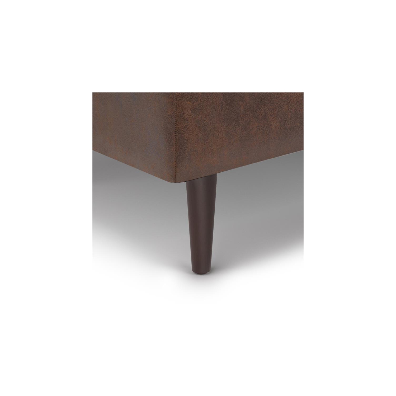 Shay 34 in.W Coffee Table Storage in Distressed Chestnut Brown Faux Leather