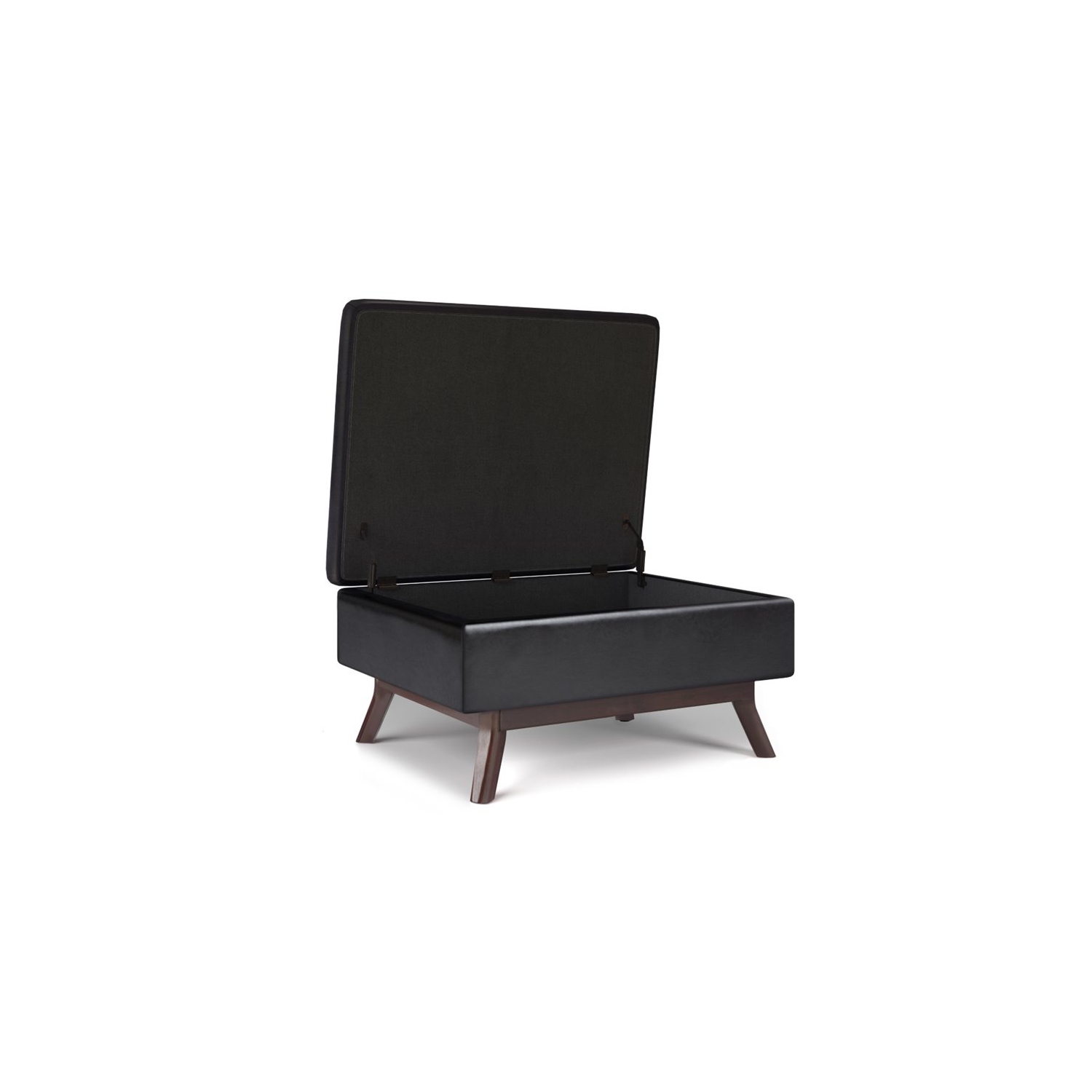 Simpli Home Owen Faux Air Leather Coffee Table Storage Ottoman in Tanners Brown