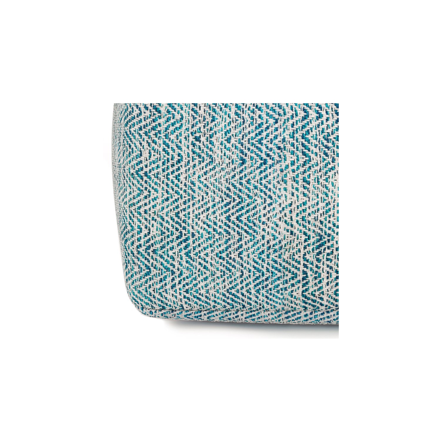 Simpli Home Nate Boho Square Pouf in Patterned Teal Melange Cotton