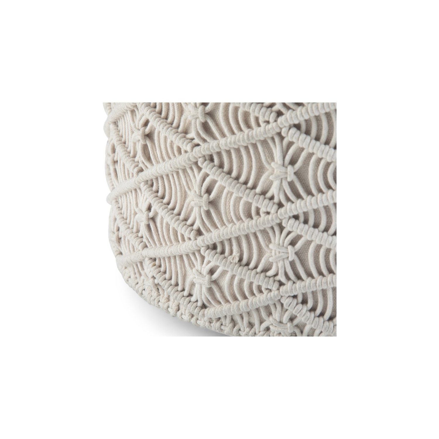 Coates Boho Round Macrame Pouf in Natural Cotton