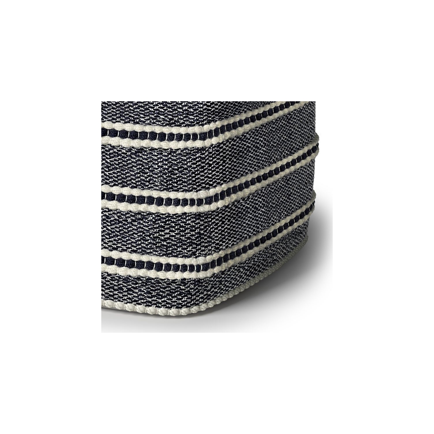 Simpli Home Corrie Boho Square Woven Pouf in Navy and White