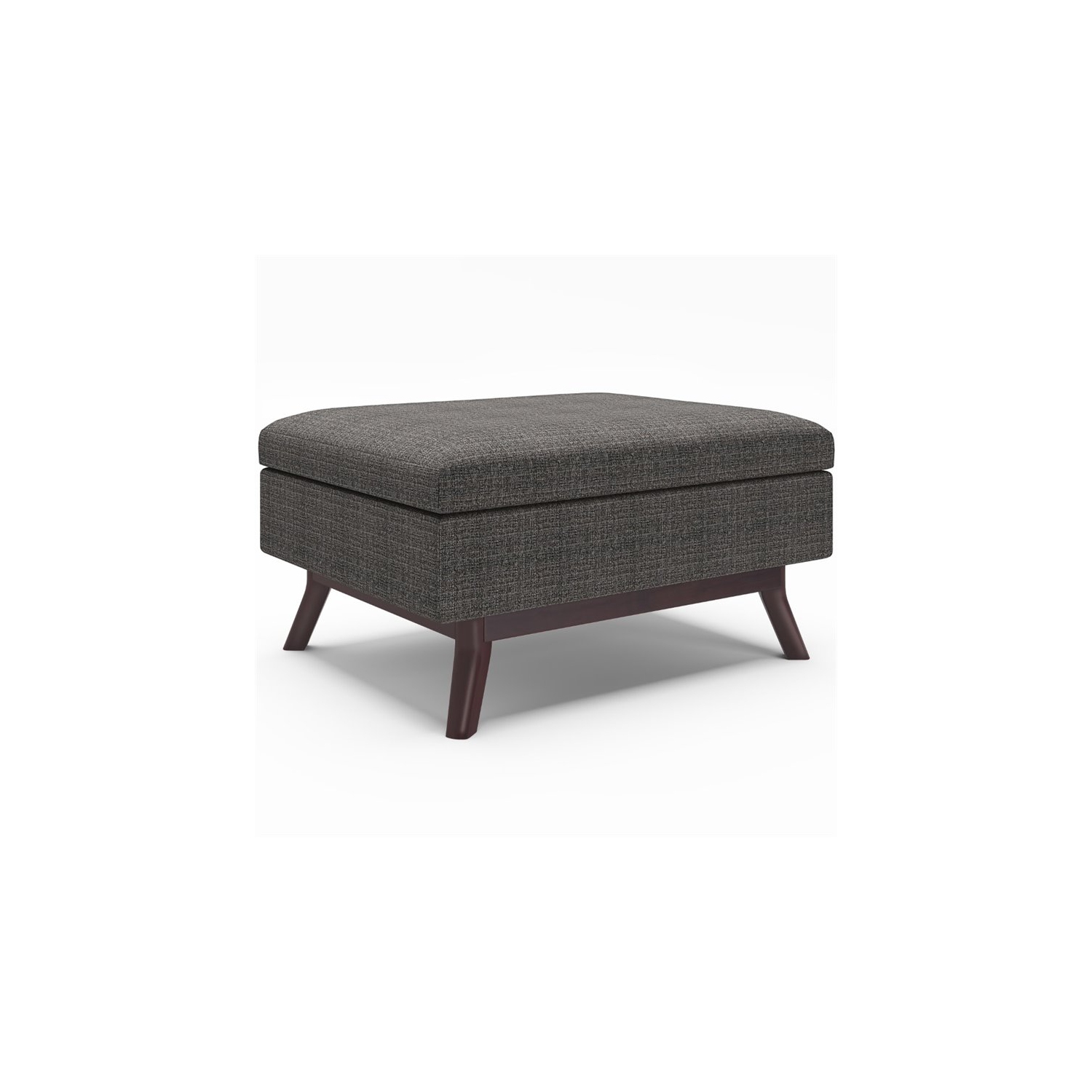 Simpli Home Owen 34" Upholstered Modern Coffee Table Ottoman in Ebony