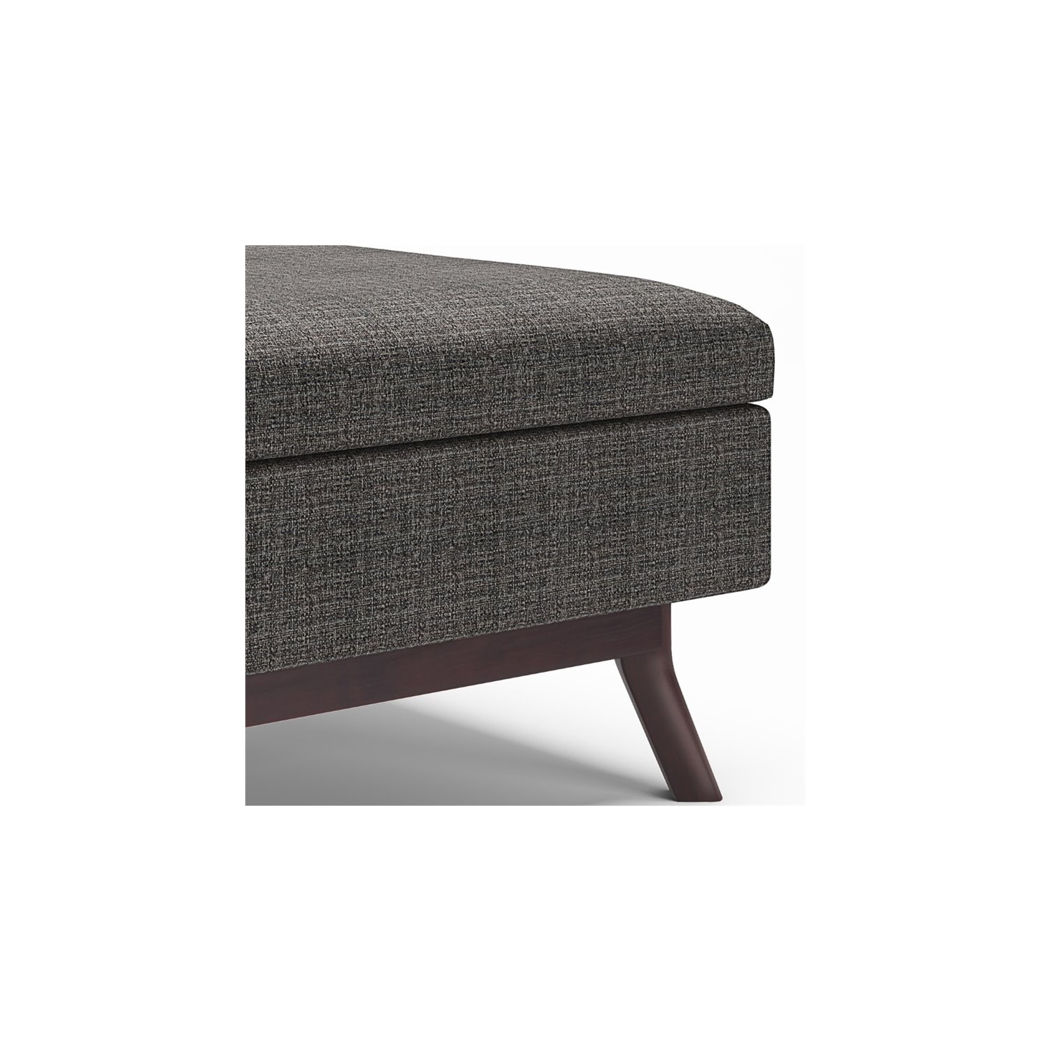 Simpli Home Owen 34" Upholstered Modern Coffee Table Ottoman in Ebony