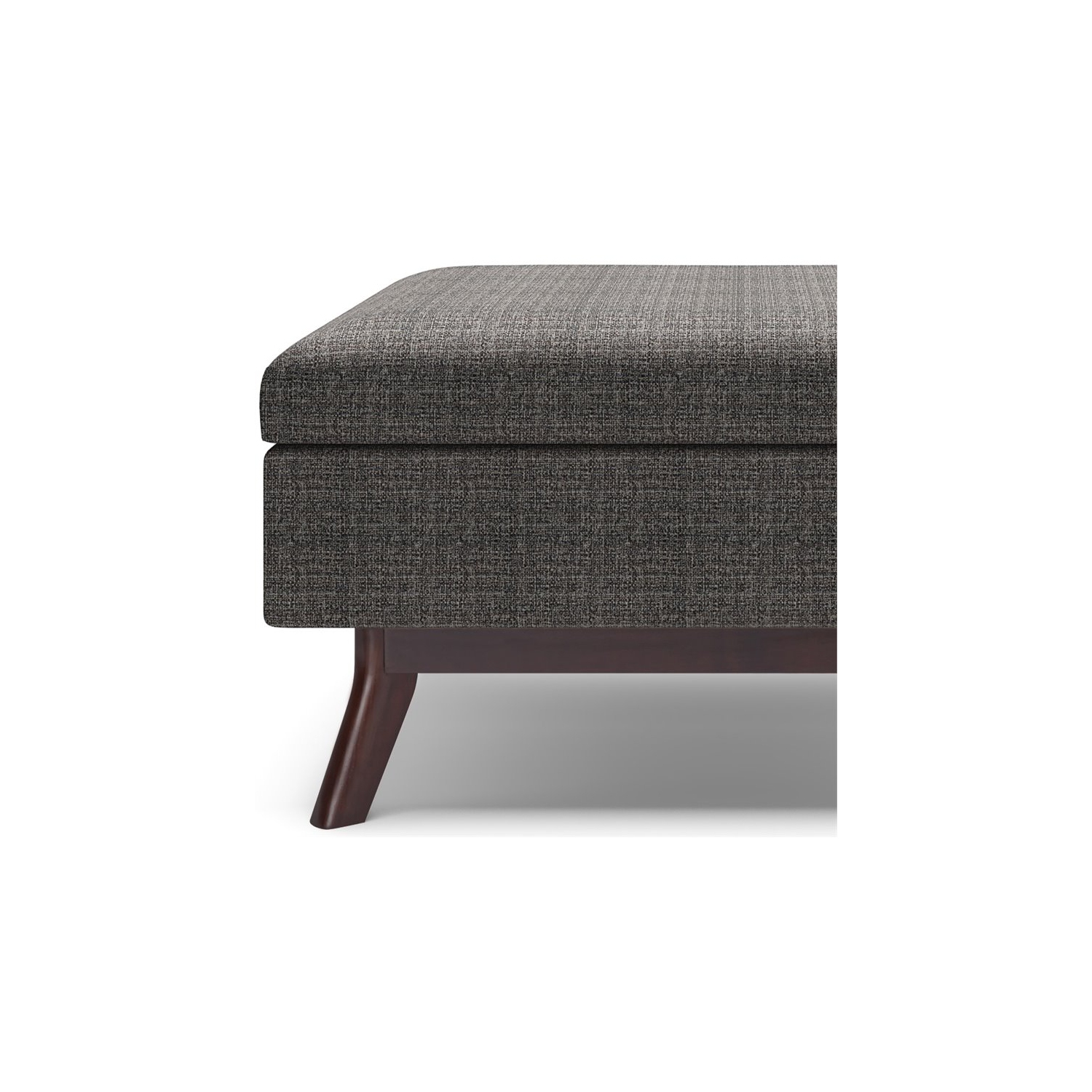 Simpli Home Owen 34" Upholstered Modern Coffee Table Ottoman in Ebony