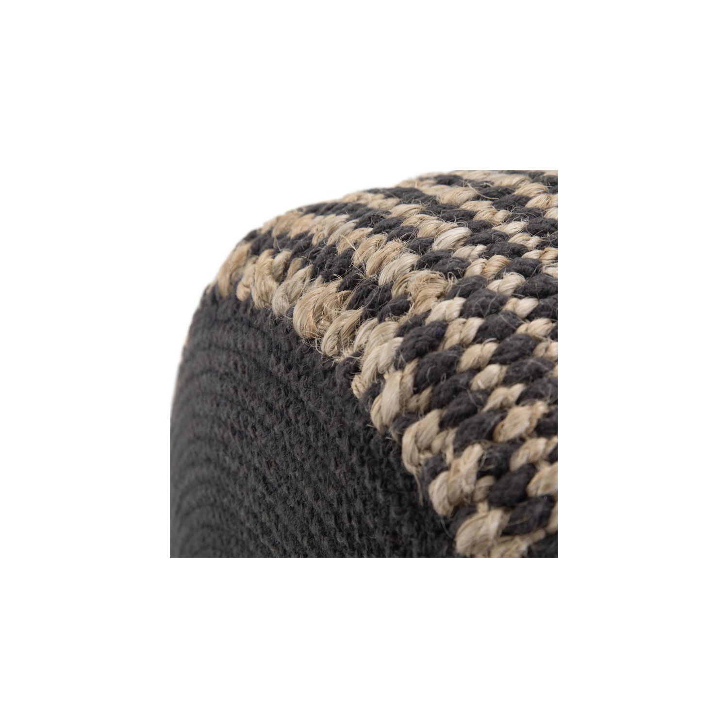 Pouf rond tressé Larissa Boho en jute naturelle de Simpli Home