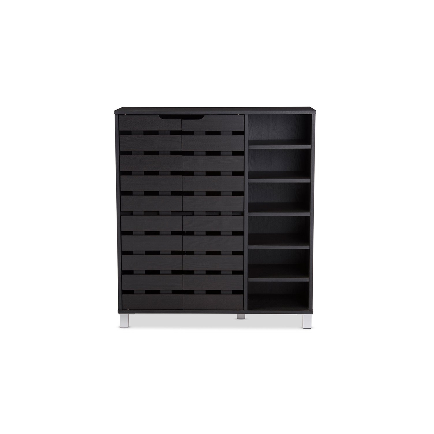 Baxton Studio Shirley 2 Door Shoe Cabinet in Espresso