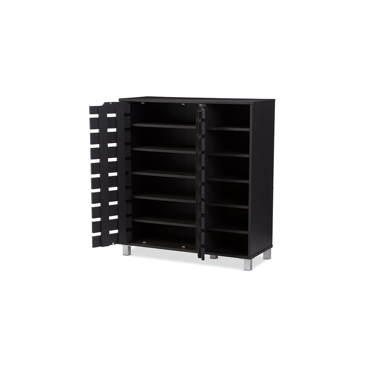 Baxton Studio Shirley 2 Door Shoe Cabinet in Espresso