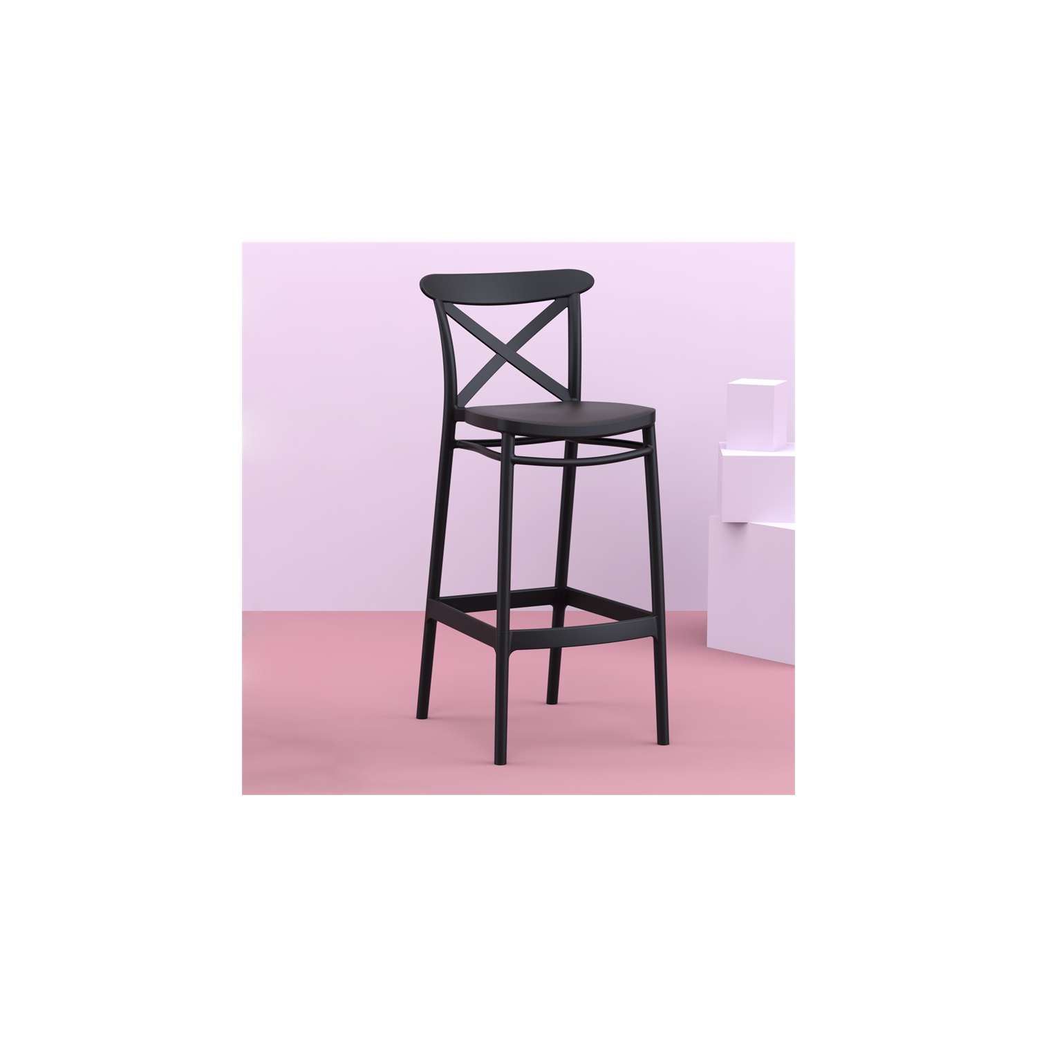 Compamia Cross Indoor Outdoor Bar Stool Black