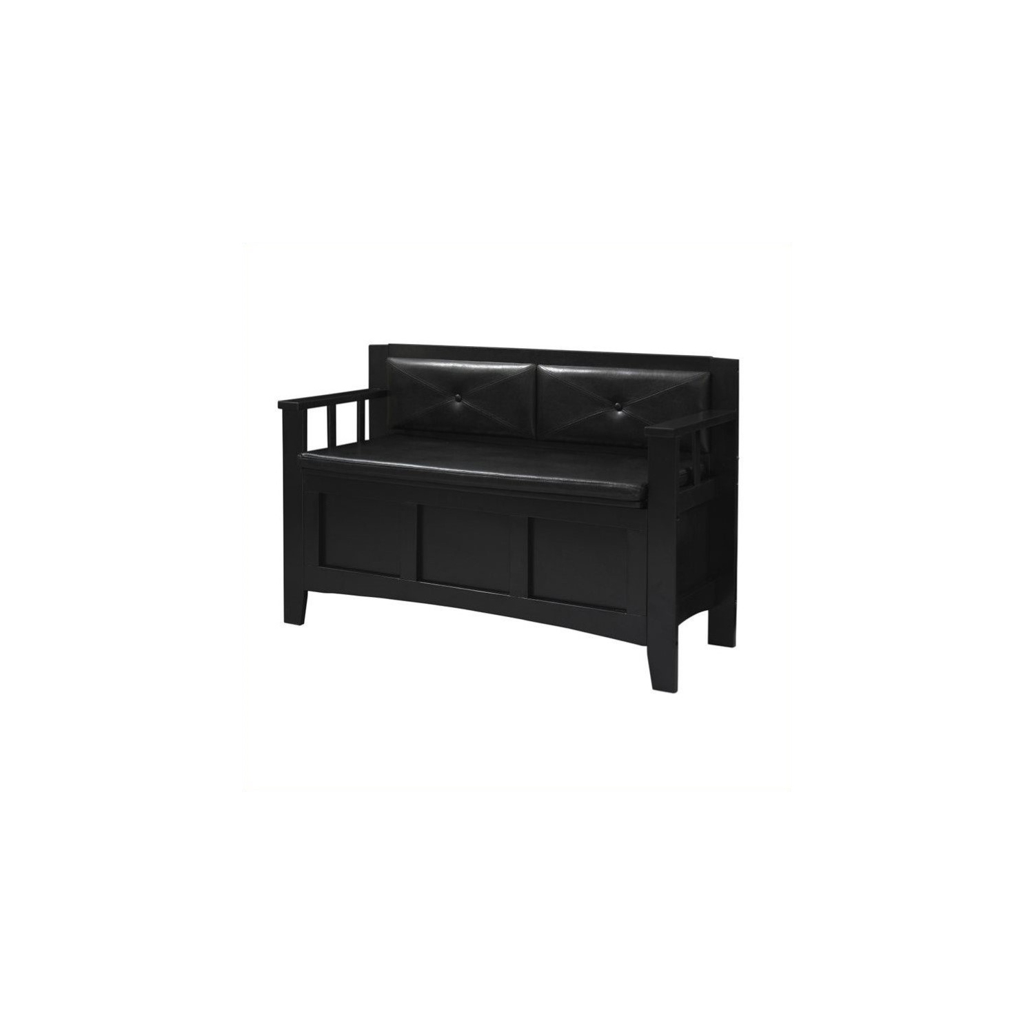 Linon Carlton Padded Storage Bench in Black