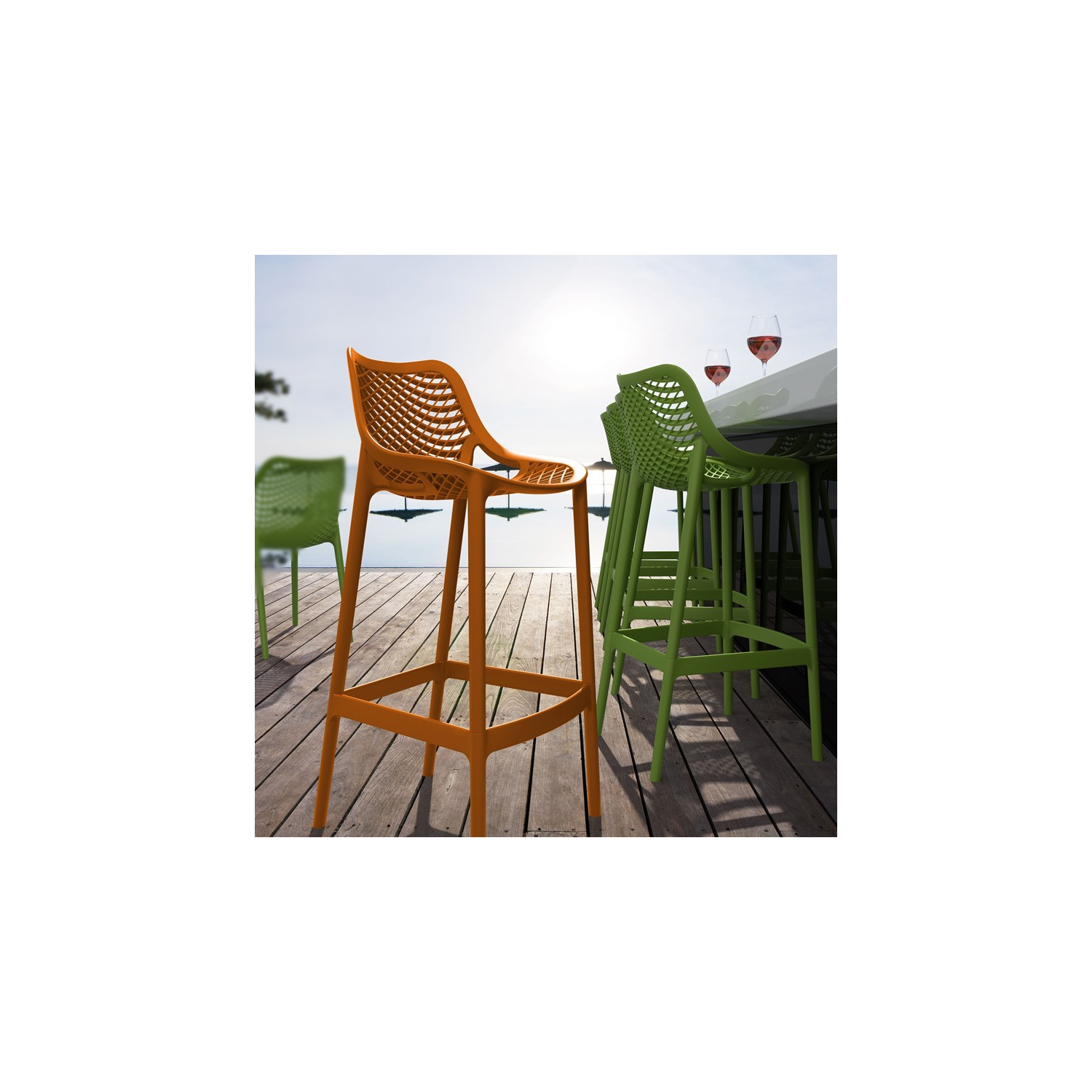 Compamia Air Patio Bar Stool in Orange
