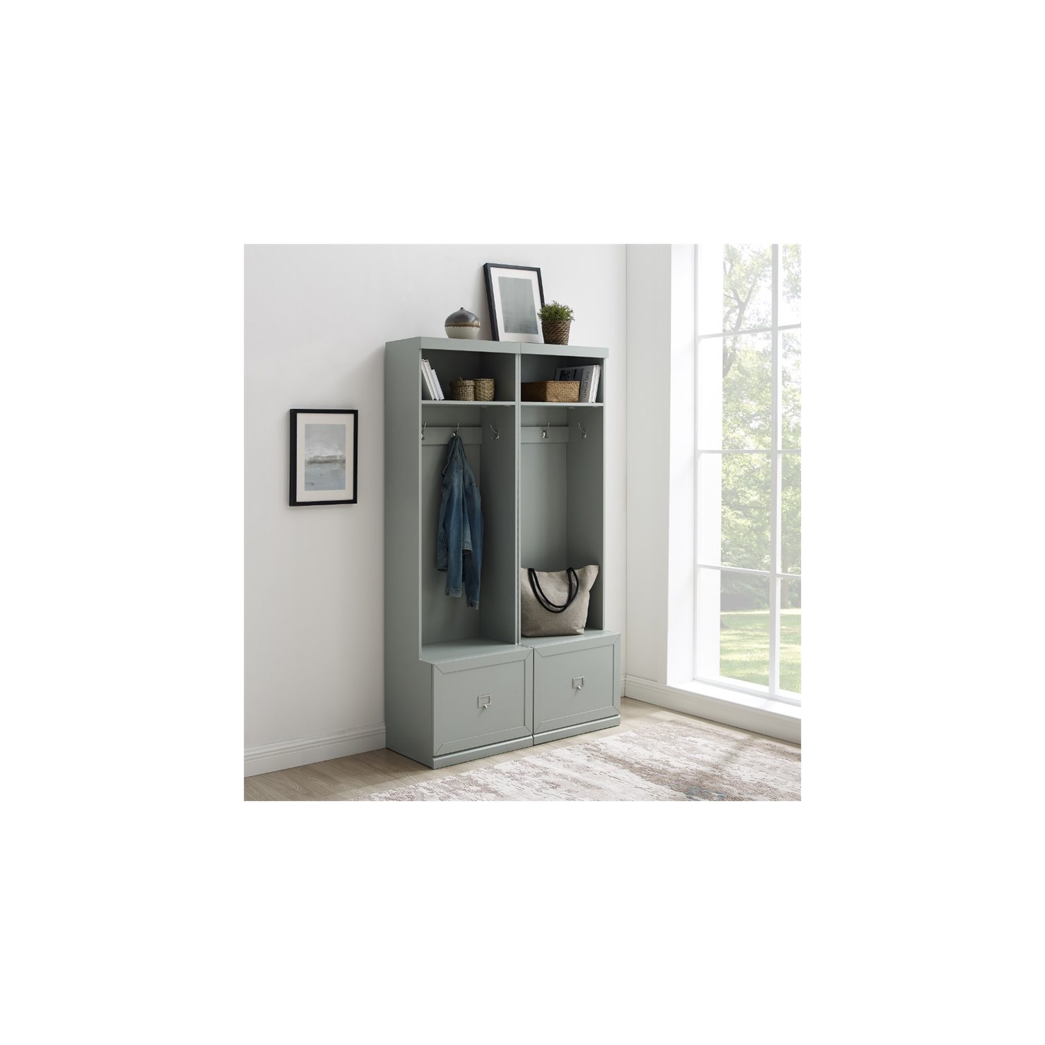 Crosley Furniture – Portemanteau moderne en bois Harper, gris