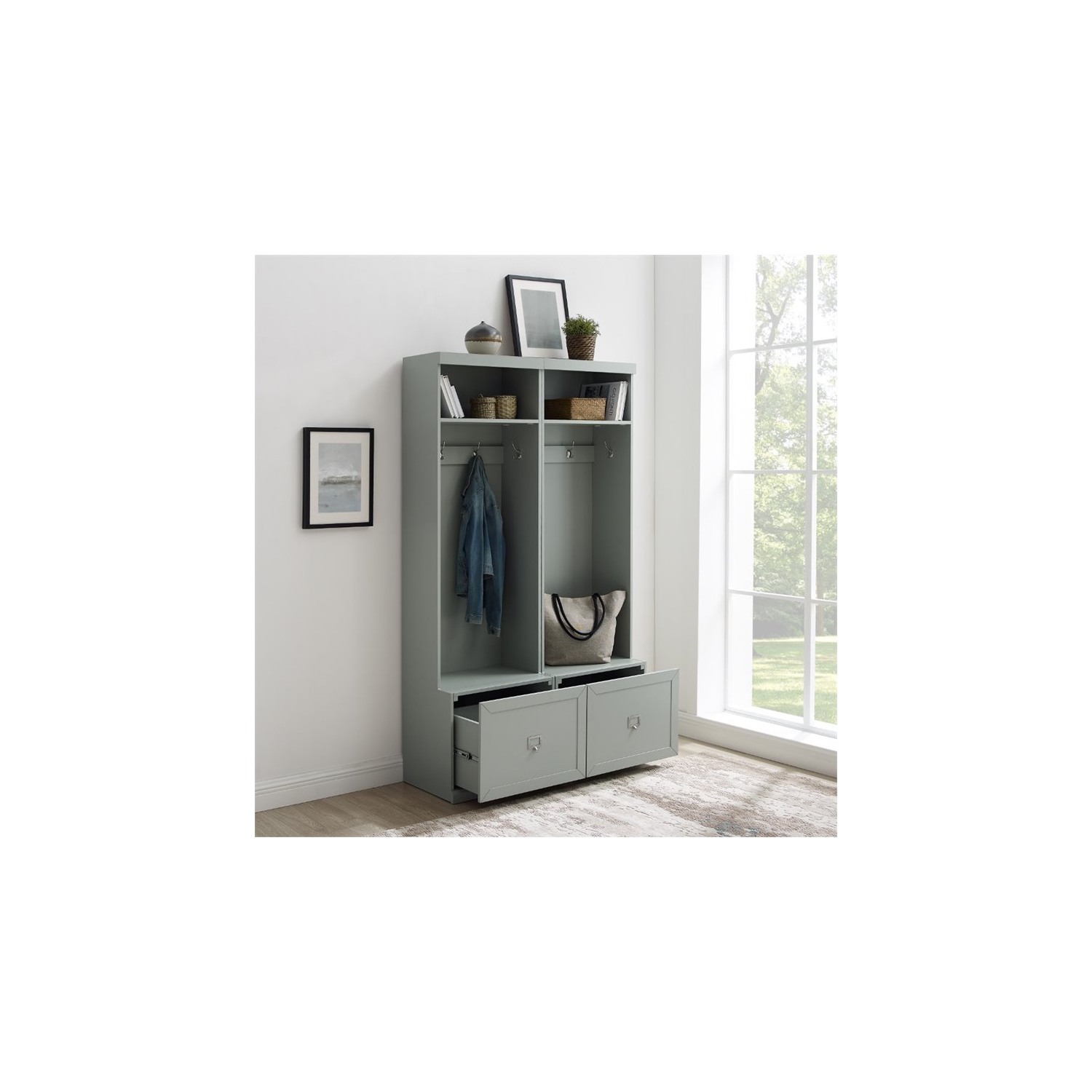 Crosley Furniture – Portemanteau moderne en bois Harper, gris