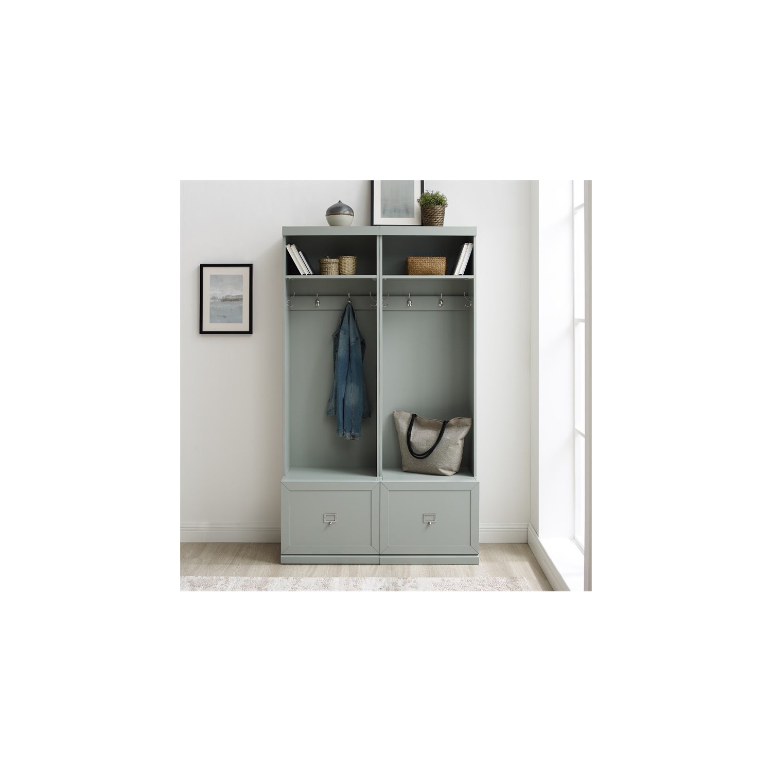 Crosley Furniture – Portemanteau moderne en bois Harper, gris