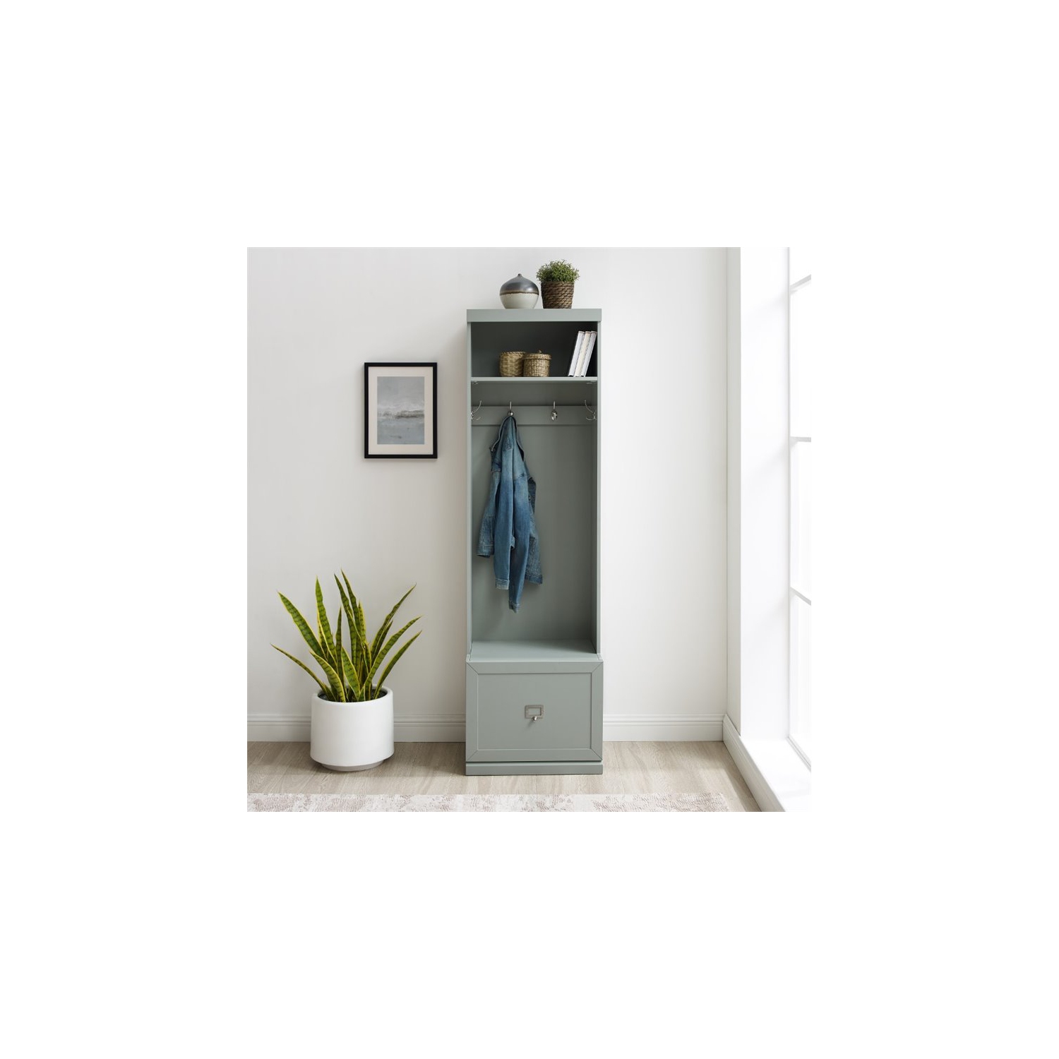 Crosley Furniture – Portemanteau moderne en bois Harper, gris