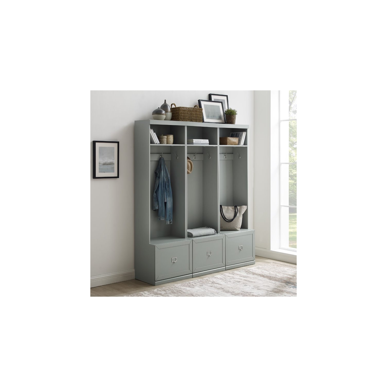 Crosley Furniture – Portemanteau moderne en bois Harper en gris