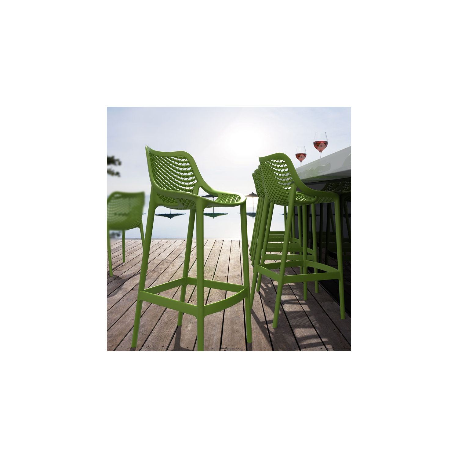 Compamia Air Patio Bar Stool in Tropical Green