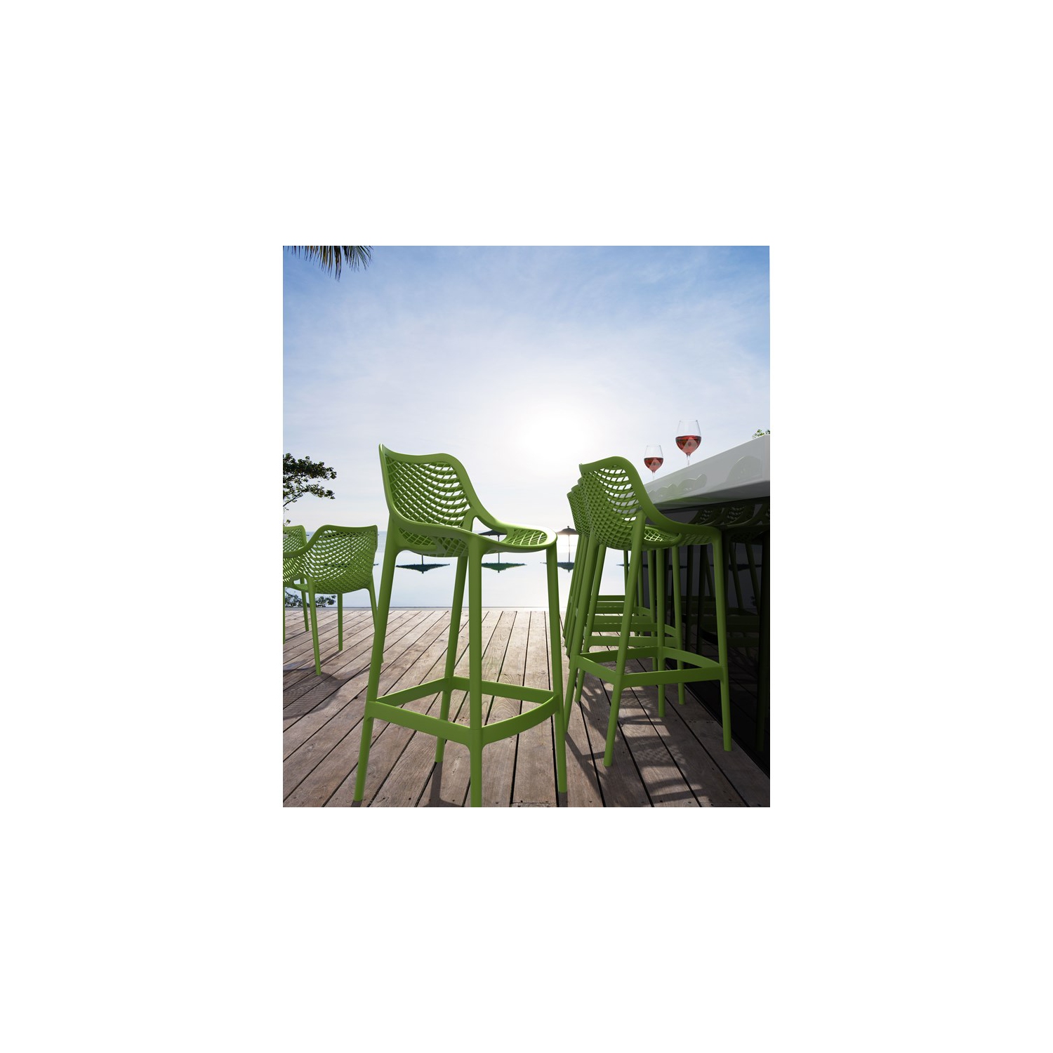 Compamia Air Patio Bar Stool in Tropical Green