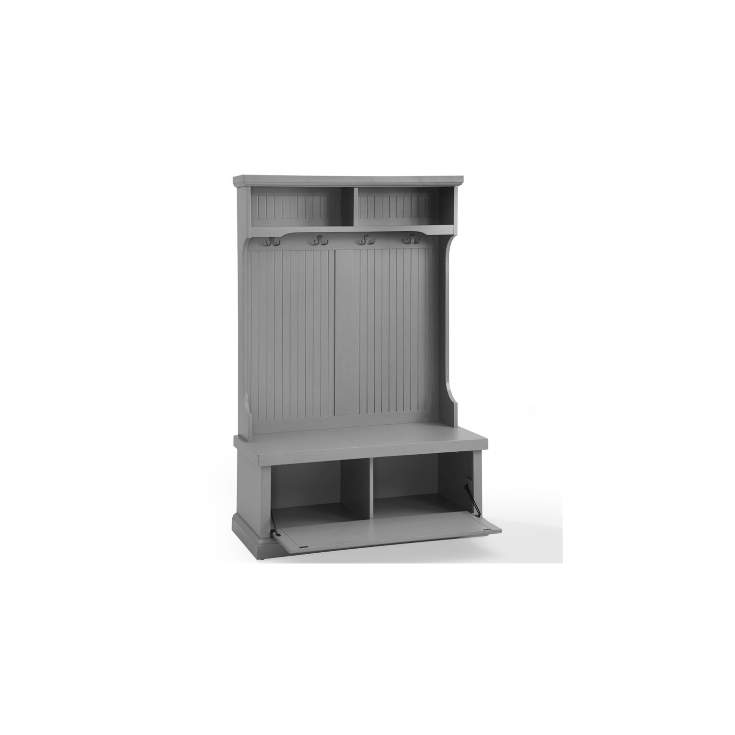 Crosley Seaside Wooden Coastal Hall Tree in Distressed Gray