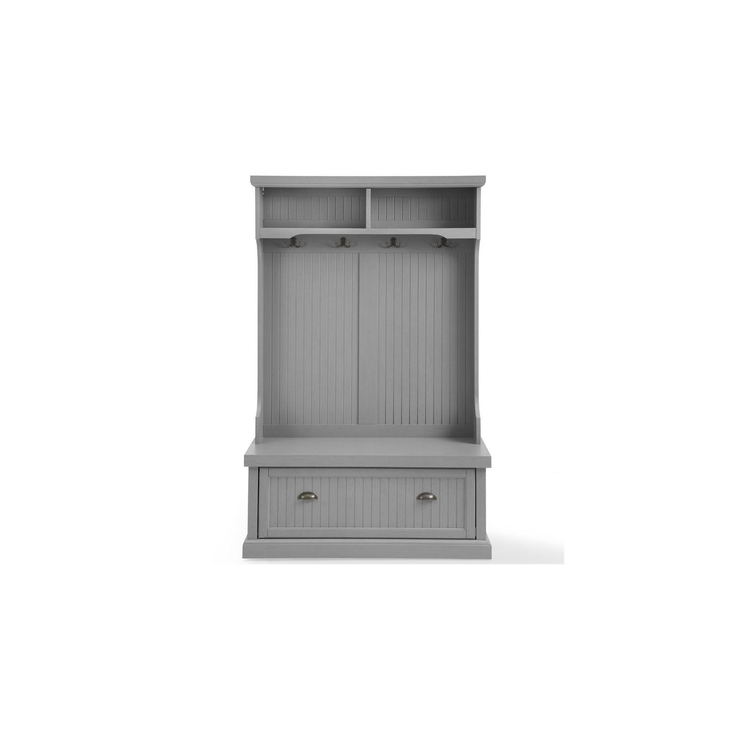 Crosley Seaside Wooden Coastal Hall Tree in Distressed Gray