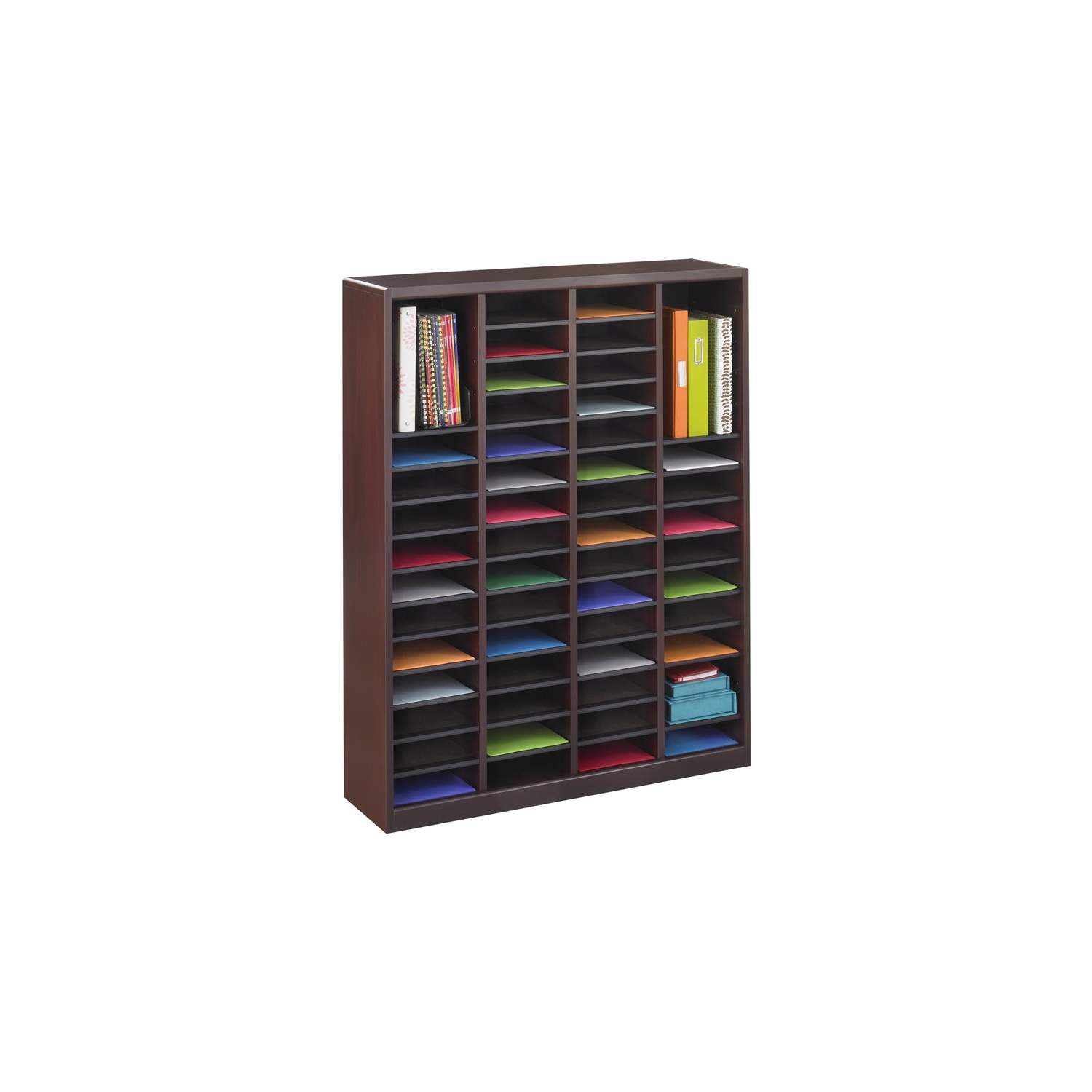 Bowery Hill Wood 60 Compartments Mail Organizer in Mahogany